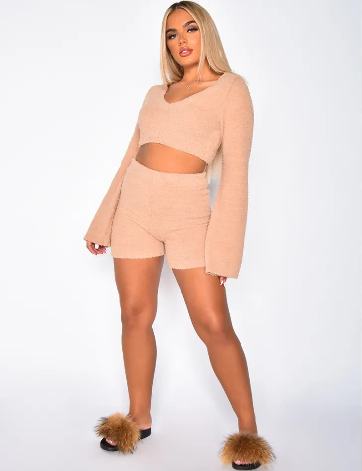 Ensemble tout doux pull court et short / 37152 - JEANS INDUSTRY