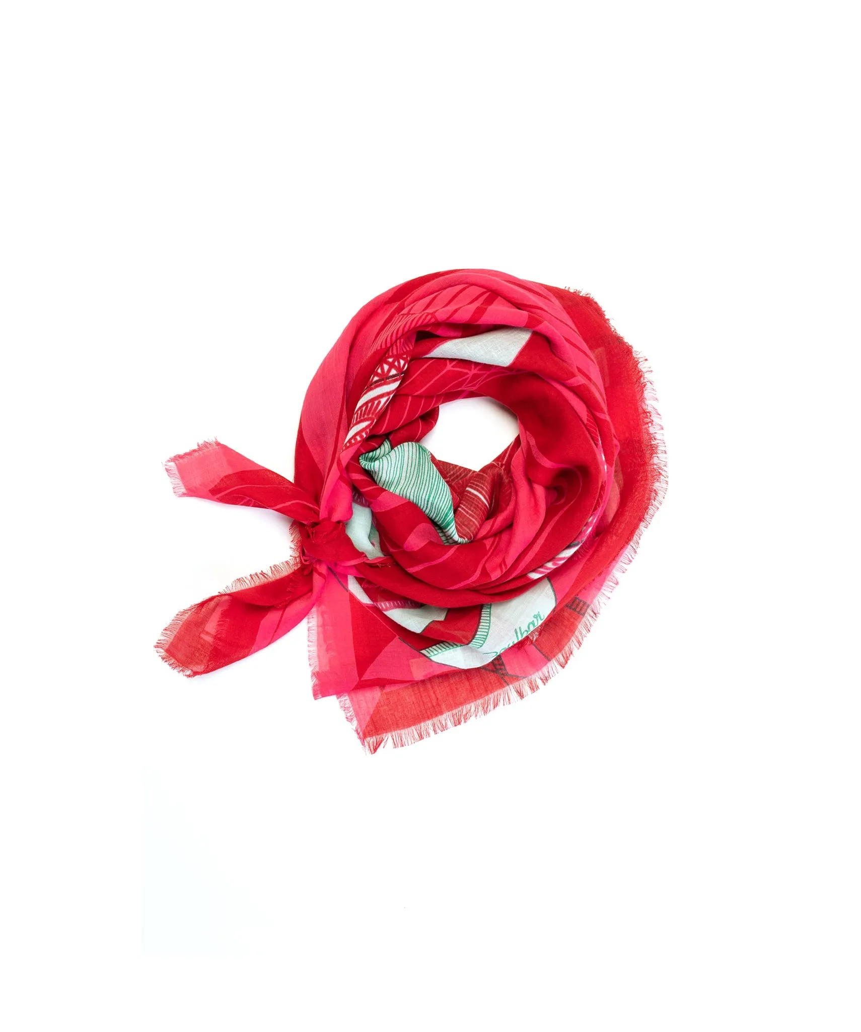 Foulard coton bio - Montgolfière - Framboise