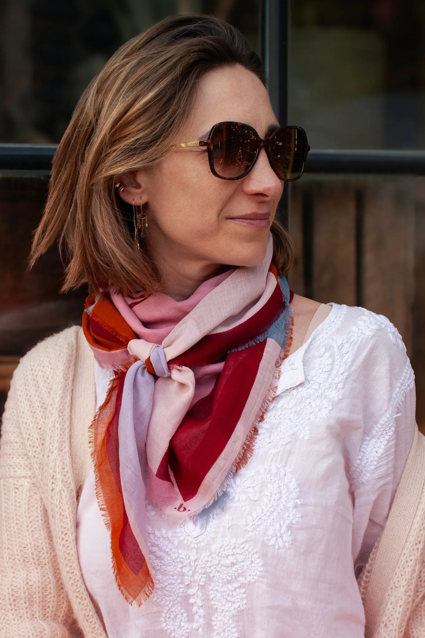 Foulard coton bio - Sunday rose