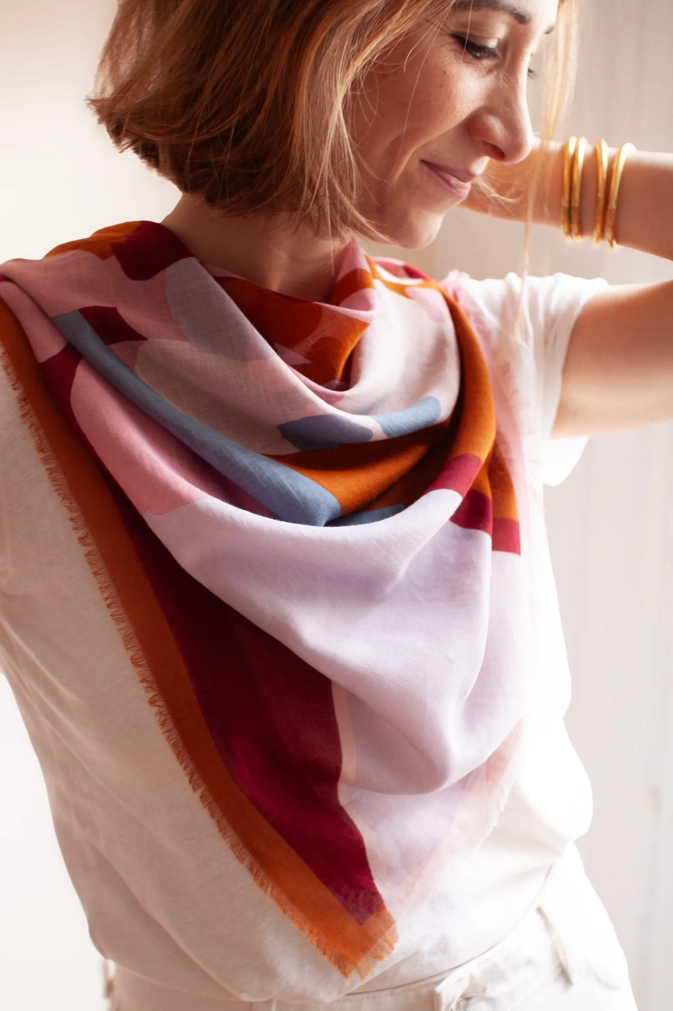 Foulard coton bio - Sunday rose