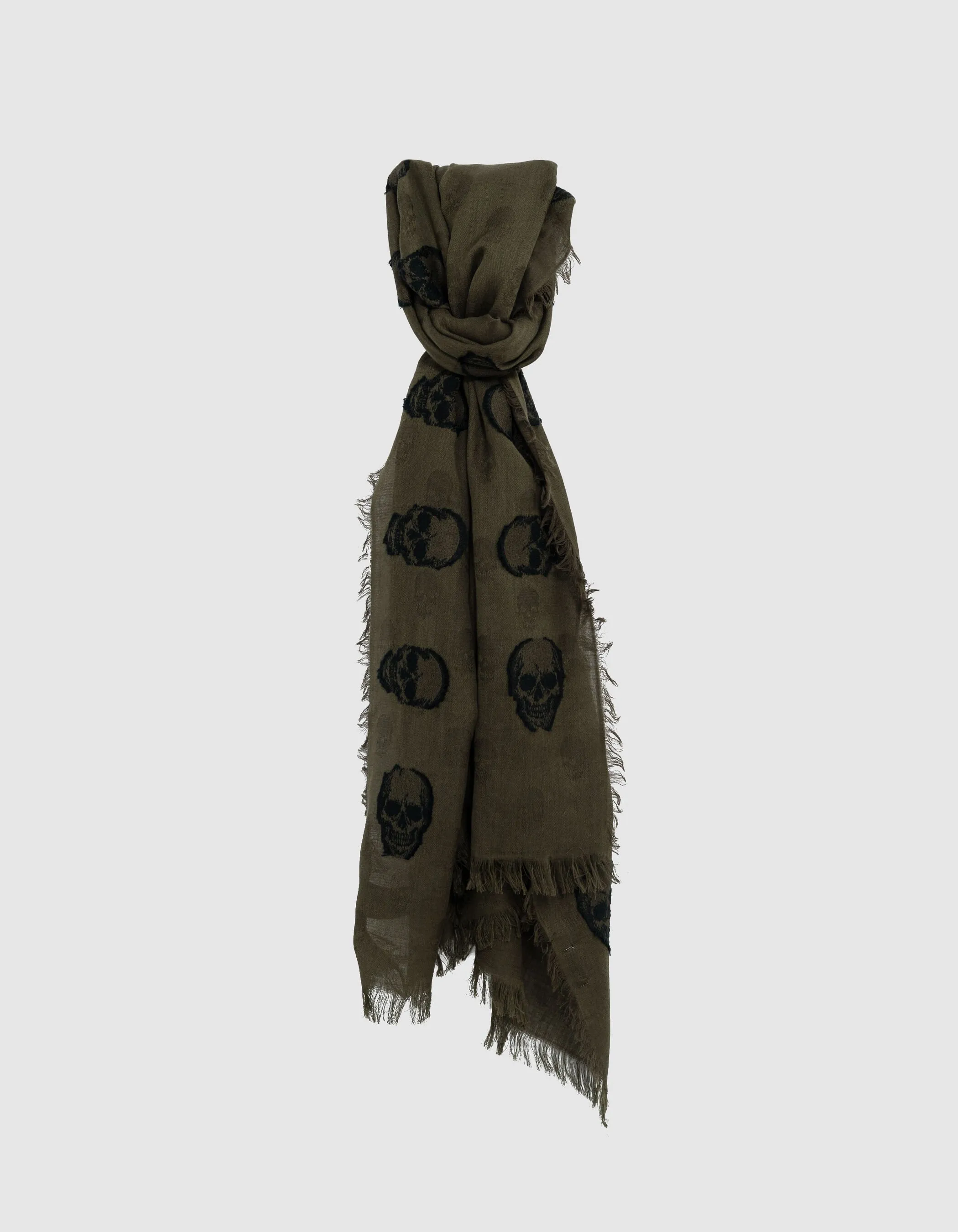 Foulard dark kaki jacquard têtes de mort Homme