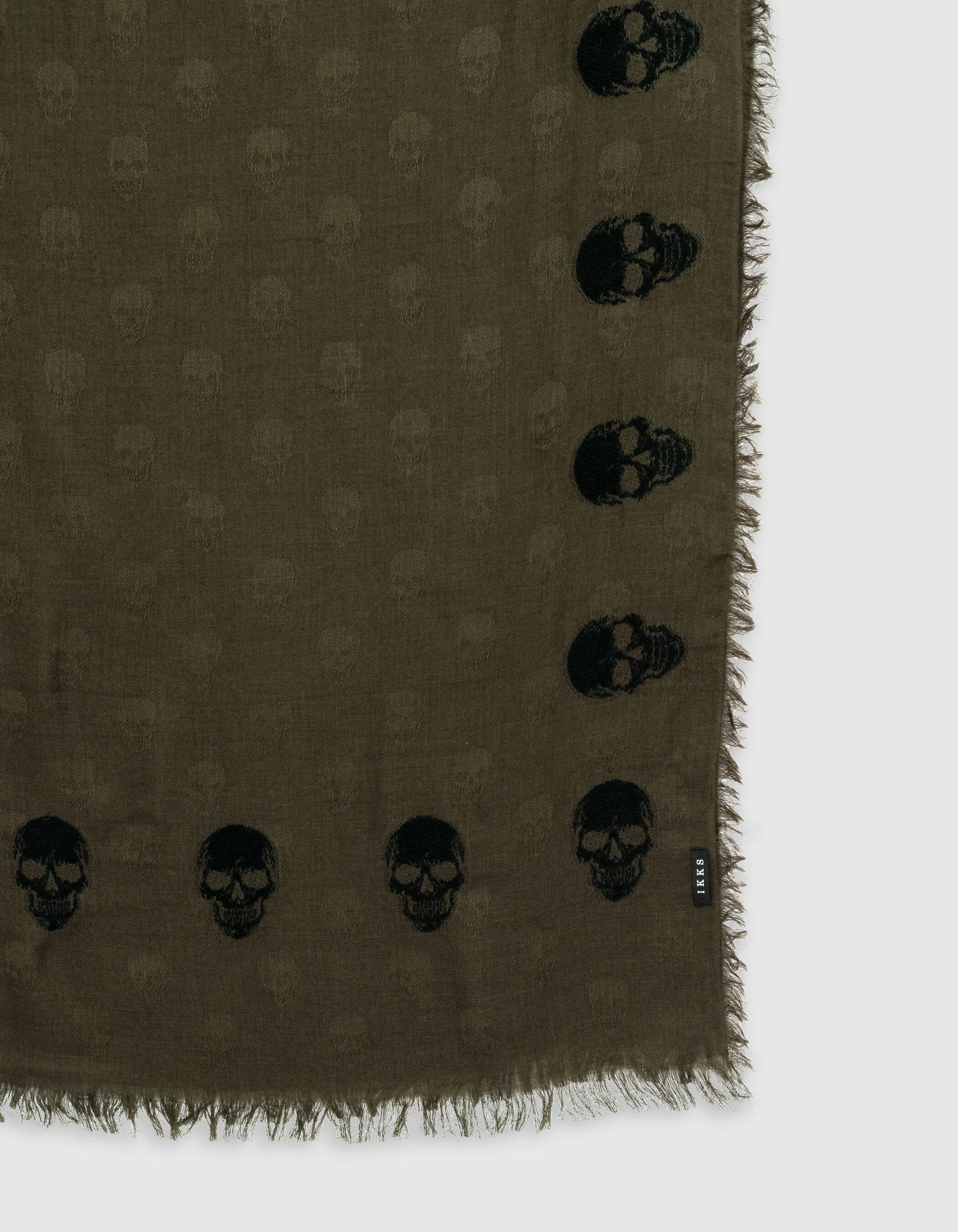 Foulard dark kaki jacquard têtes de mort Homme