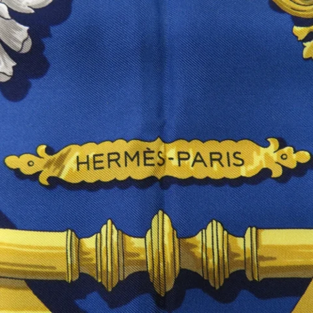 Foulard Hermès en Soie Bleu d`Occasion