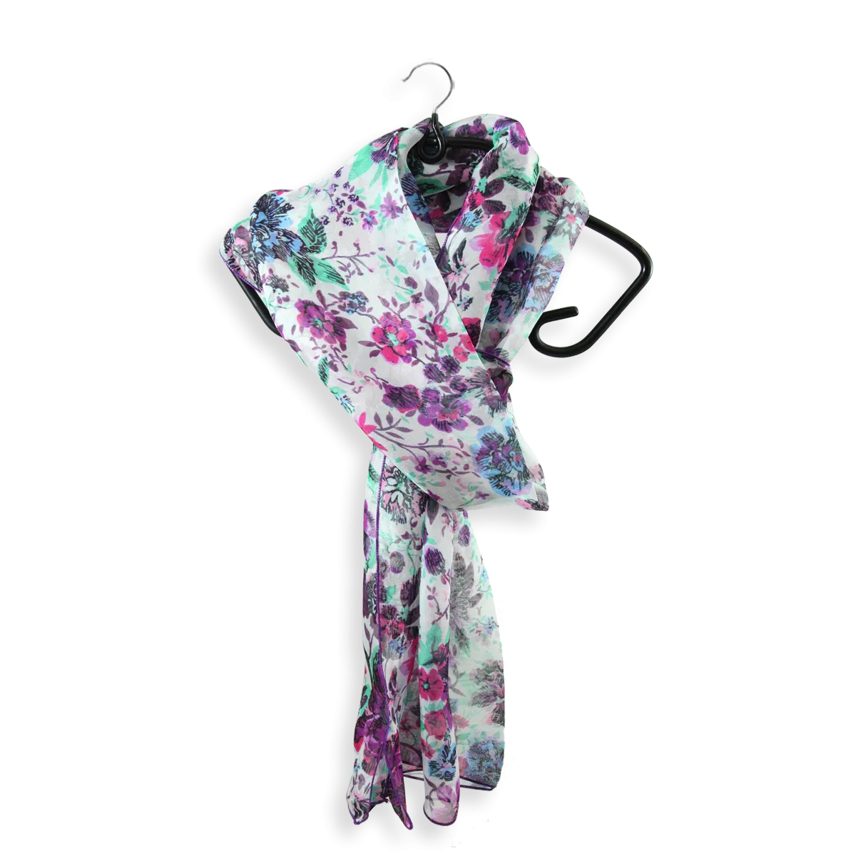 FOULARD SOIE ROSE - FLEUR ROMANTIQUE