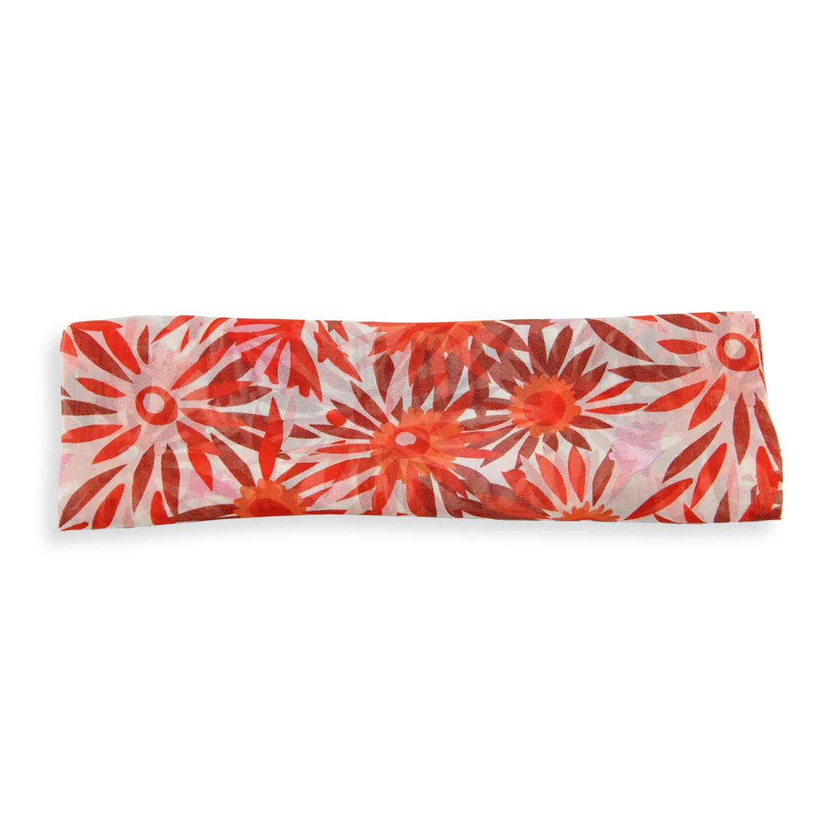 FOULARD SOIE ROUGE - FLEUR SOLAIRE