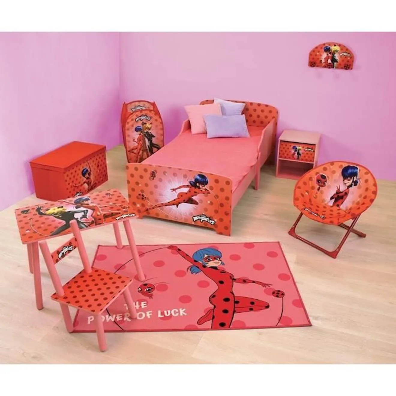 Fun house miraculous ladybug porte manteau pour enfant h.37 x l.21.5 x p.68 cm rouge - Fun house