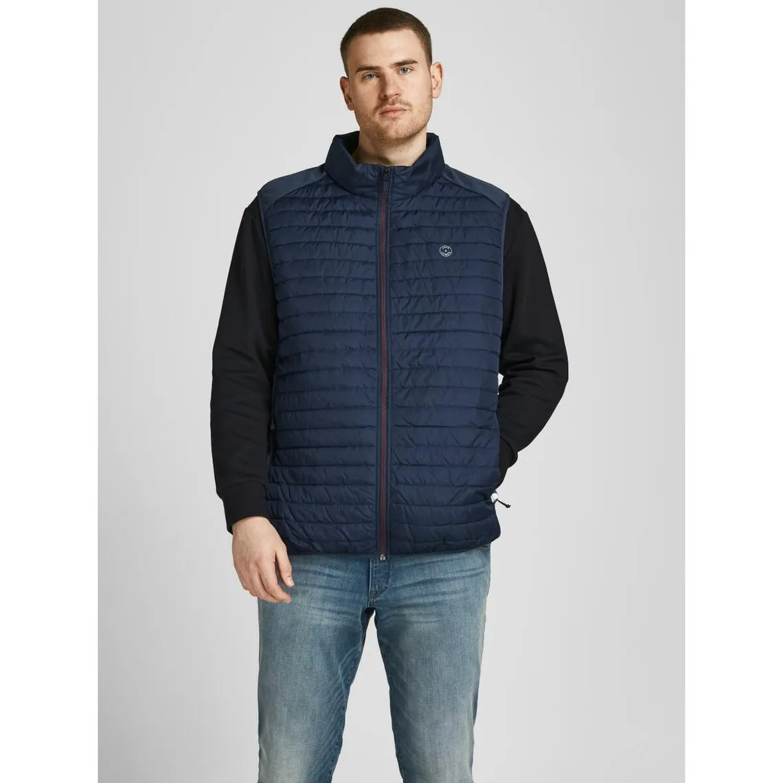 Gilet matelassé capuche Sans manches Bleu Marine Jake Jack & Jones - Manteau / Blouson Homme sur MenCorner