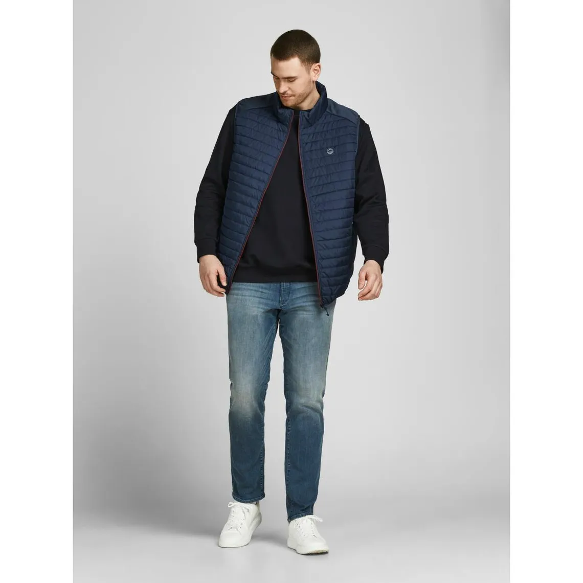 Gilet matelassé capuche Sans manches Bleu Marine Jake Jack & Jones - Manteau / Blouson Homme sur MenCorner