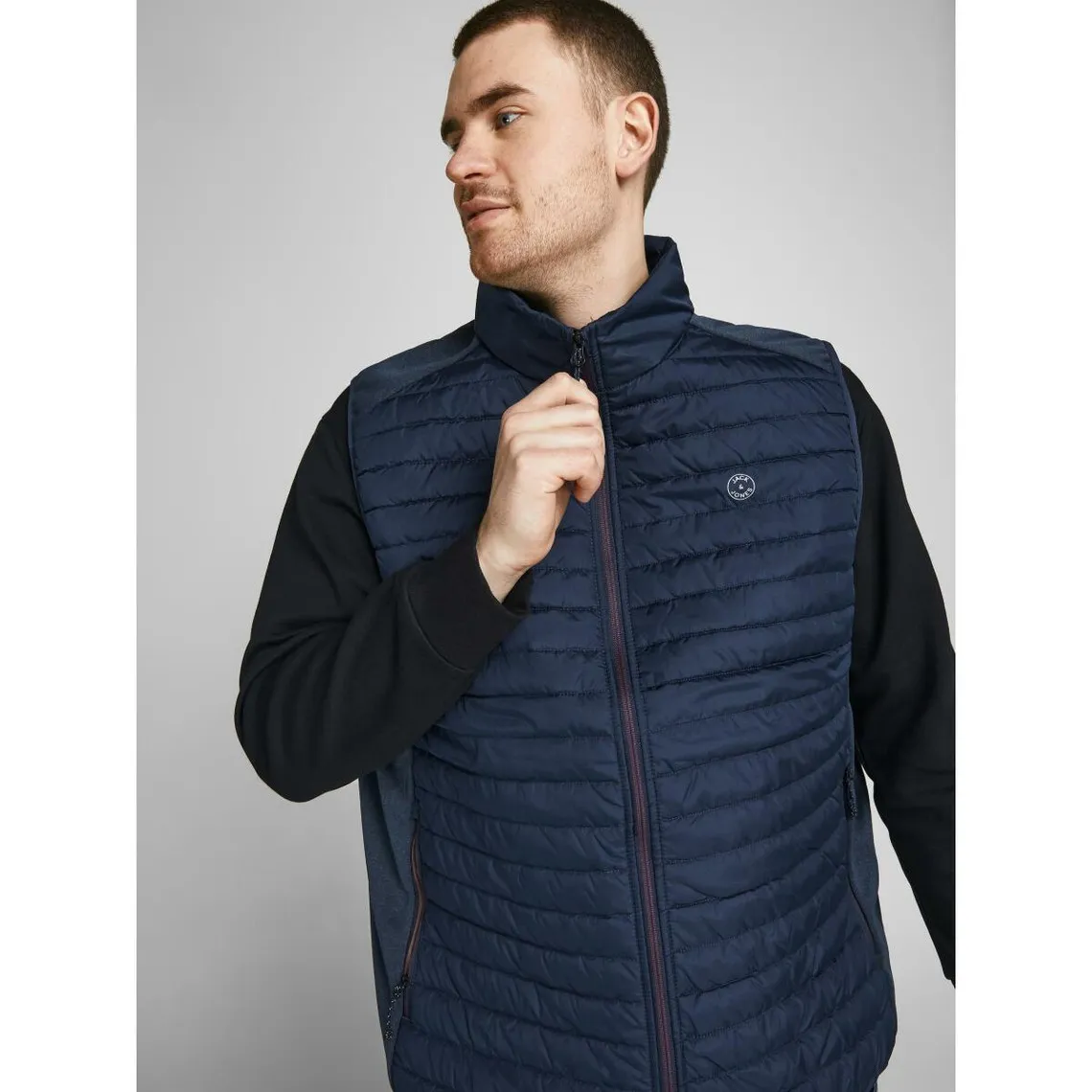 Gilet matelassé capuche Sans manches Bleu Marine Jake Jack & Jones - Manteau / Blouson Homme sur MenCorner