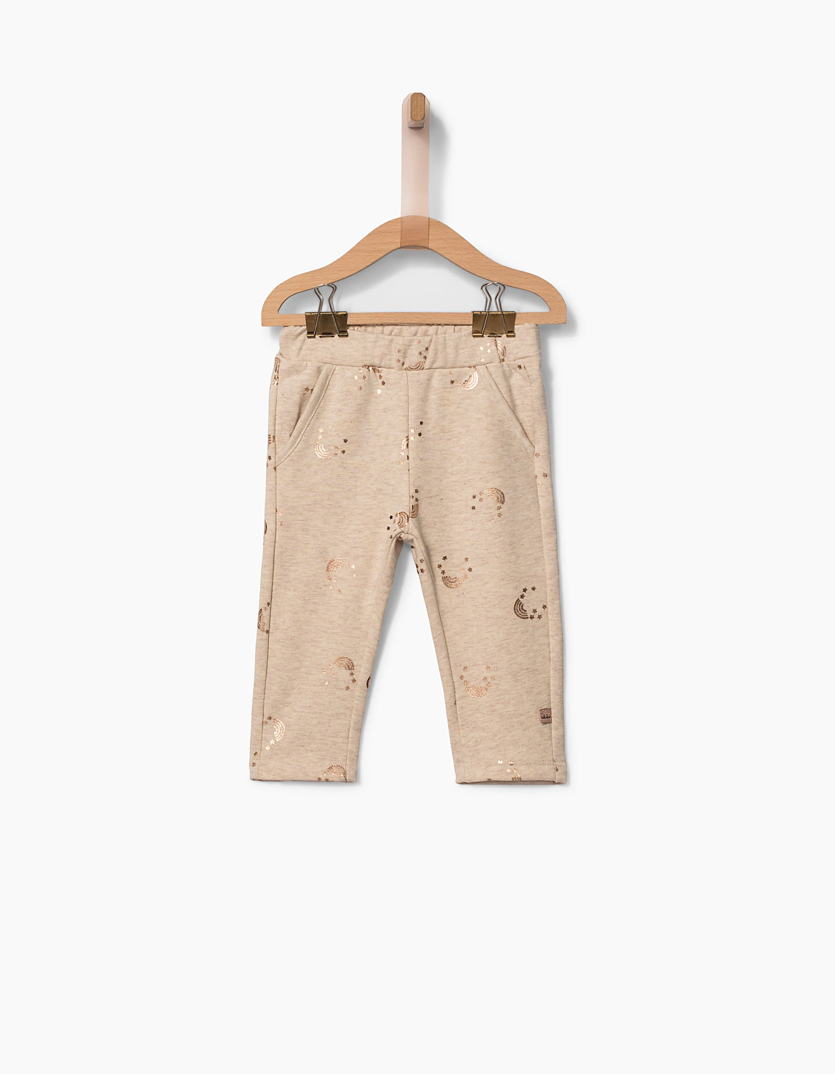 Leggings beige à motifs cuivrés bébé fille