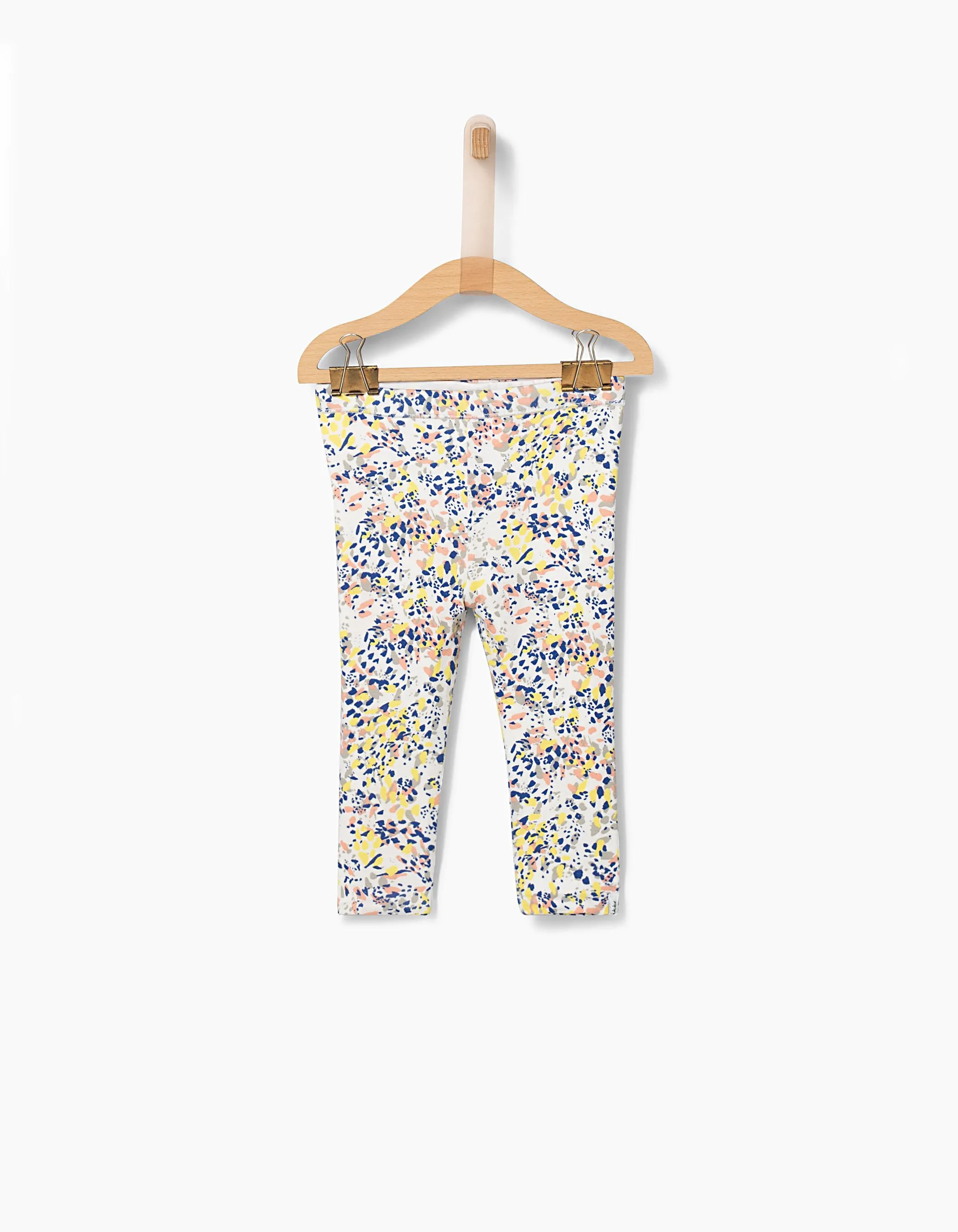 Leggings réversible blanc et imprimé bébé fille