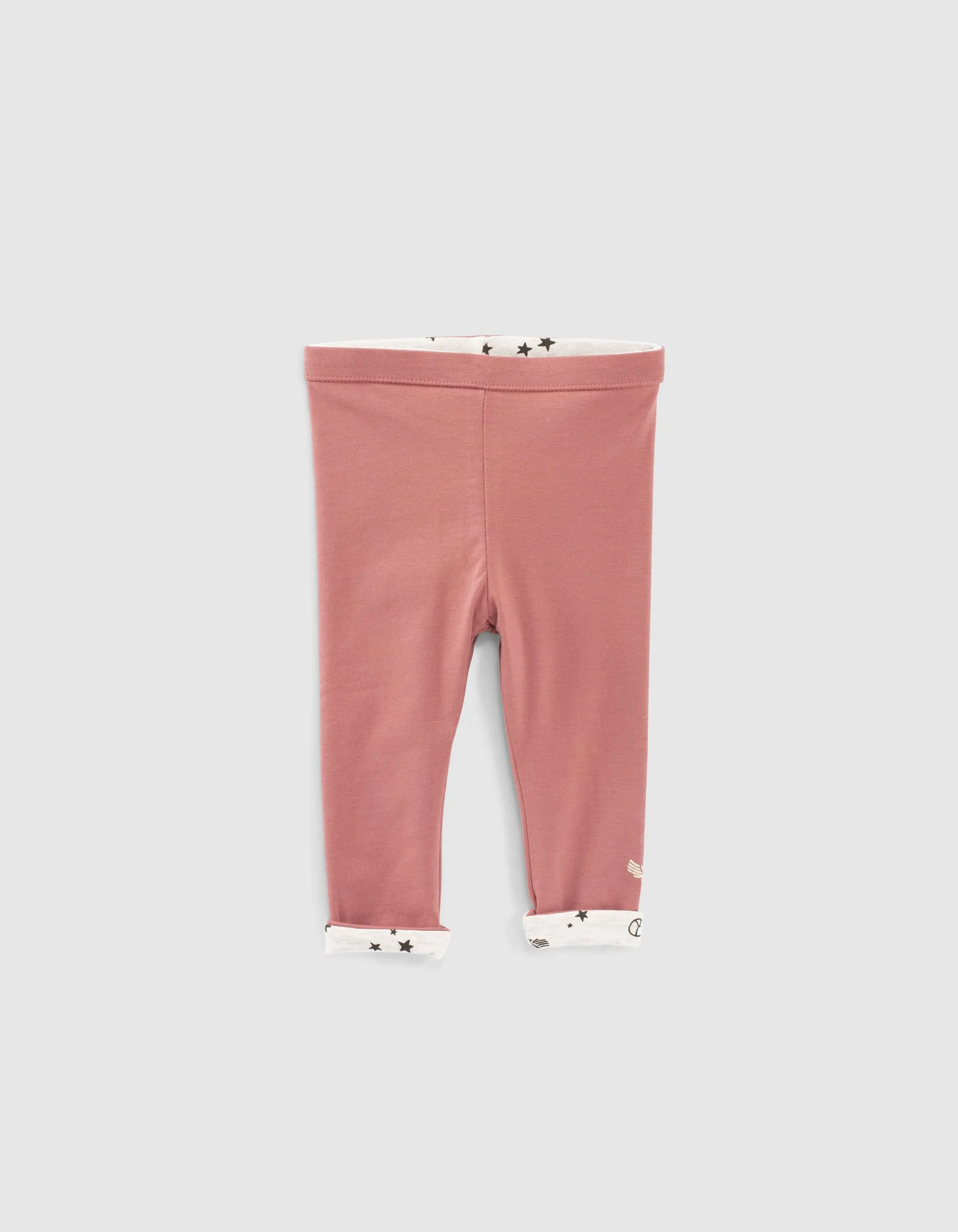 Leggings réversible bois de rose et mastic bébé fille