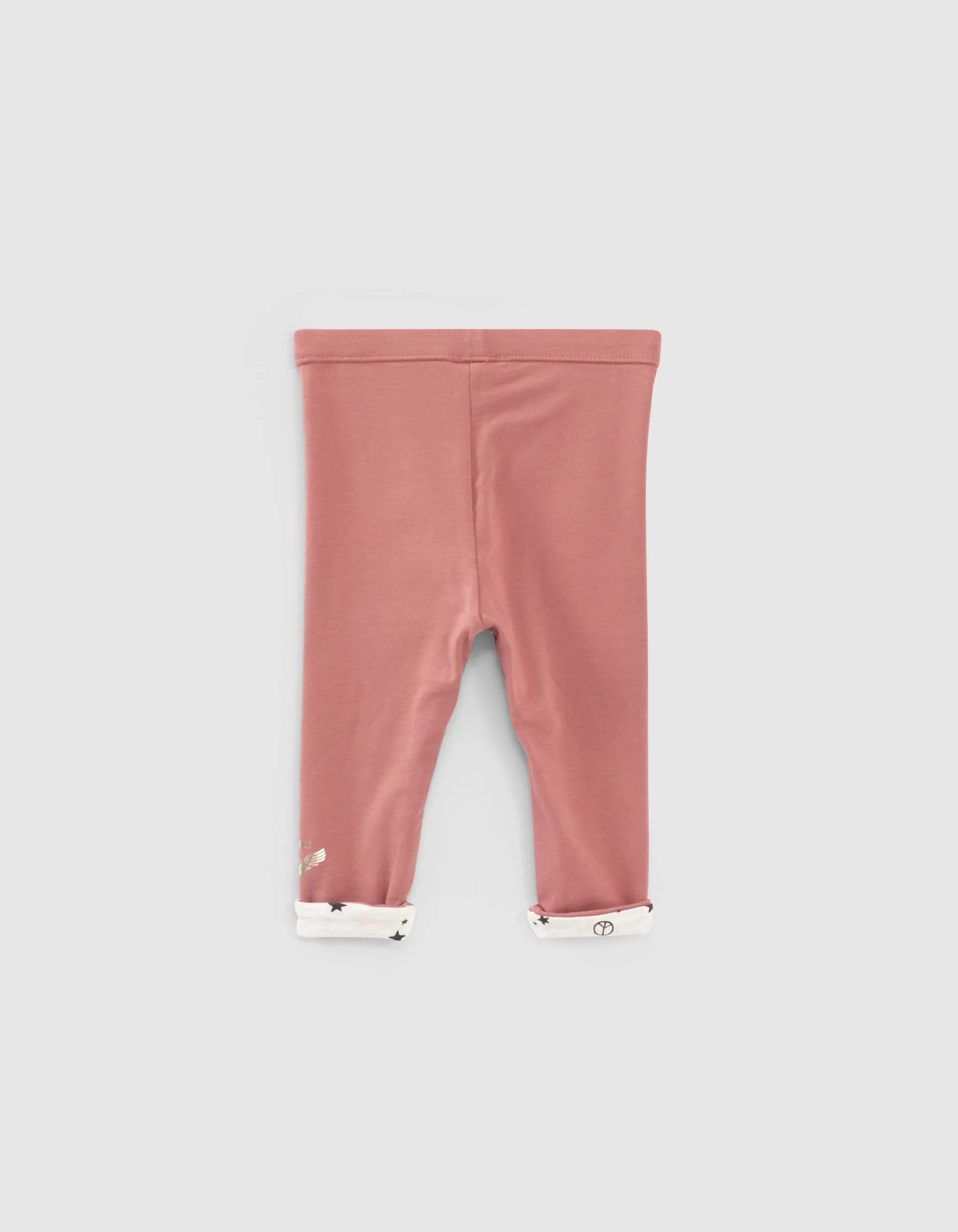 Leggings réversible bois de rose et mastic bébé fille