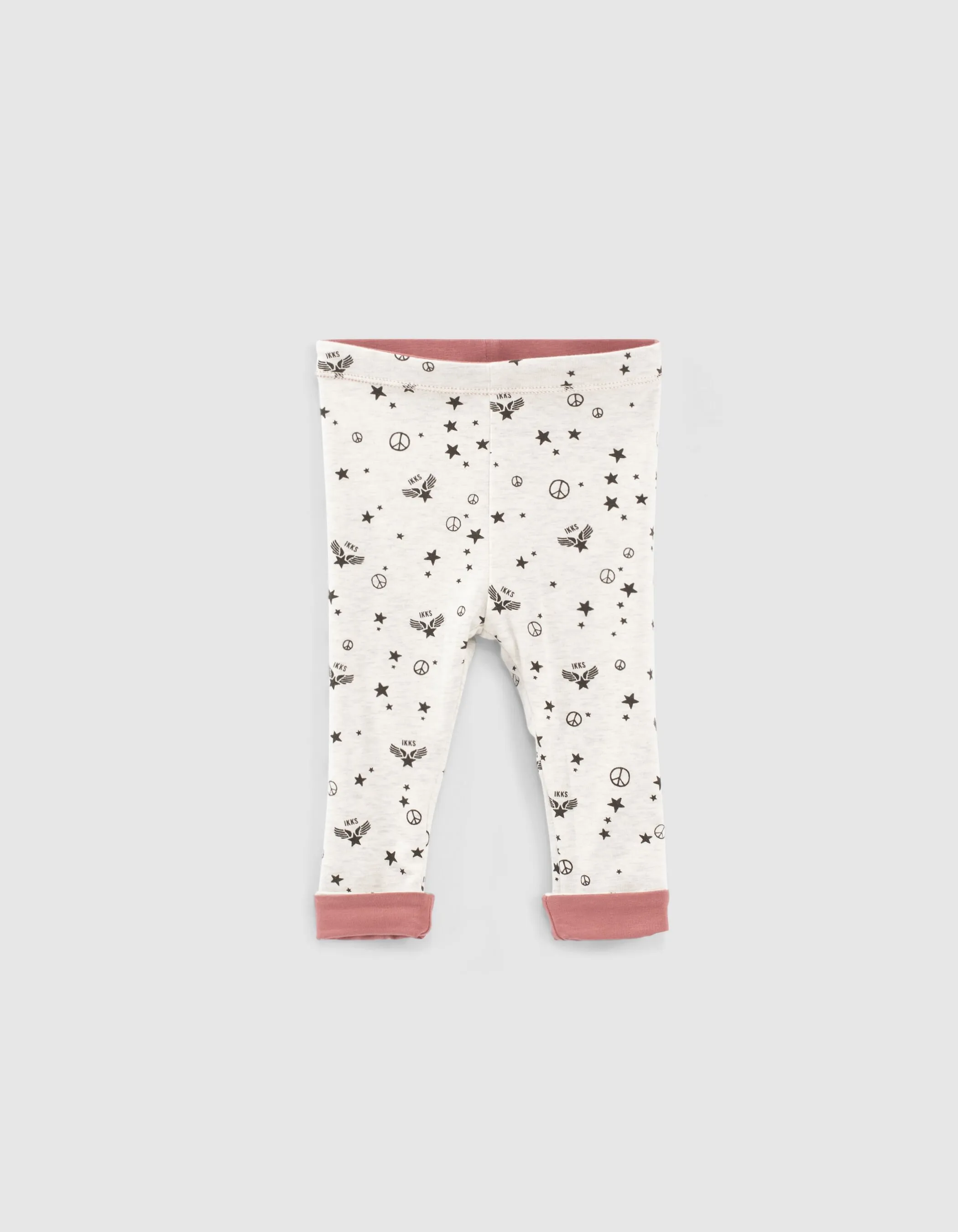 Leggings réversible bois de rose et mastic bébé fille