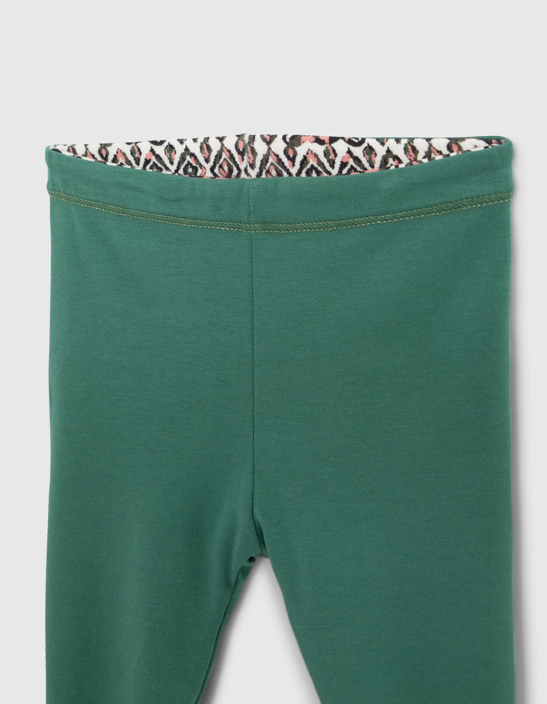 Leggings réversible ethnique graphique et vert bébé fille