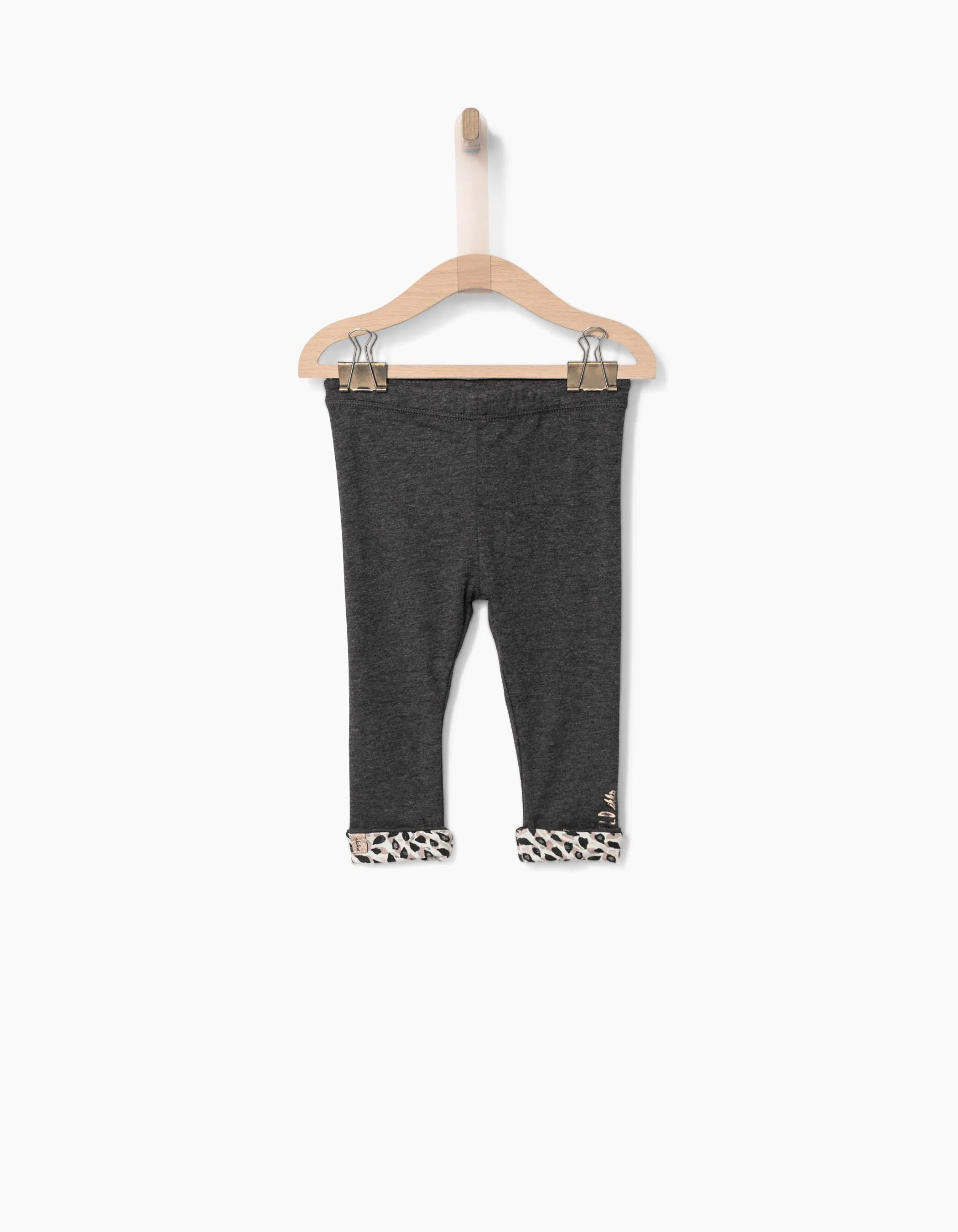 Leggings réversible imprimé et gris bébé fille