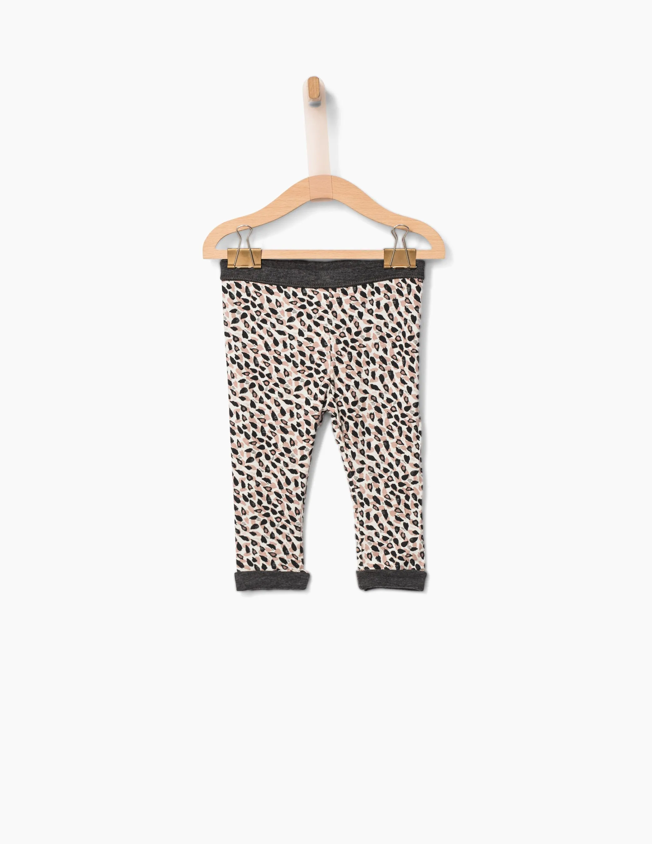 Leggings réversible imprimé et gris bébé fille