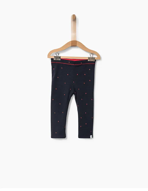 Leggings réversible marine et rouge bébé fille