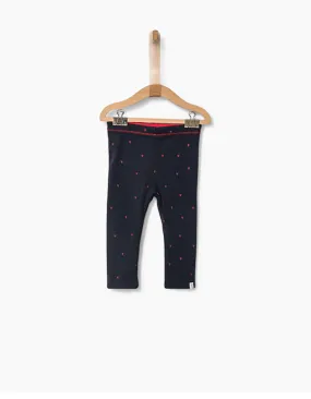 Leggings réversible marine et rouge bébé fille