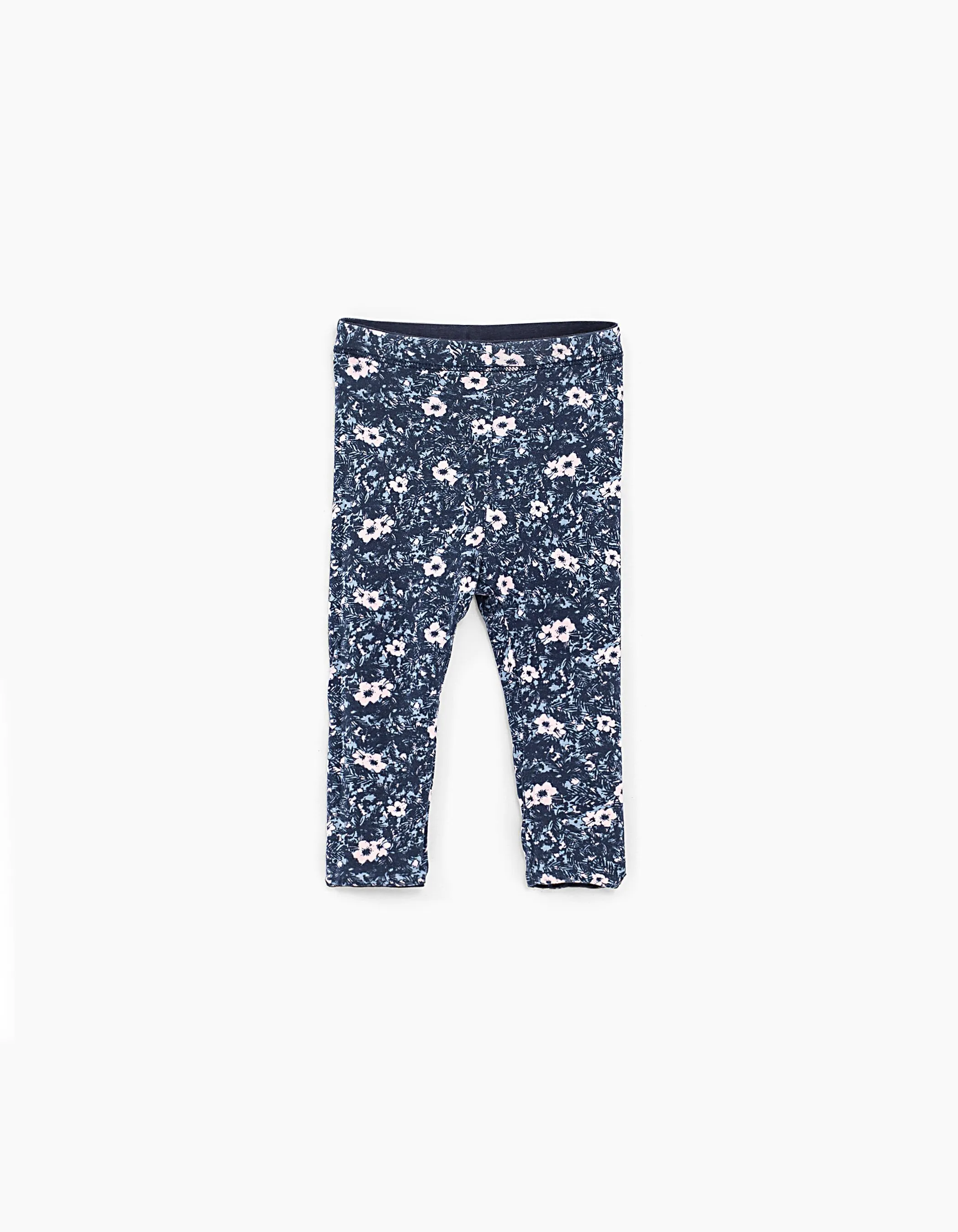 Leggings réversible navy et imprimé fleurs bébé fille