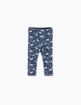 Leggings réversible navy et imprimé fleurs bébé fille