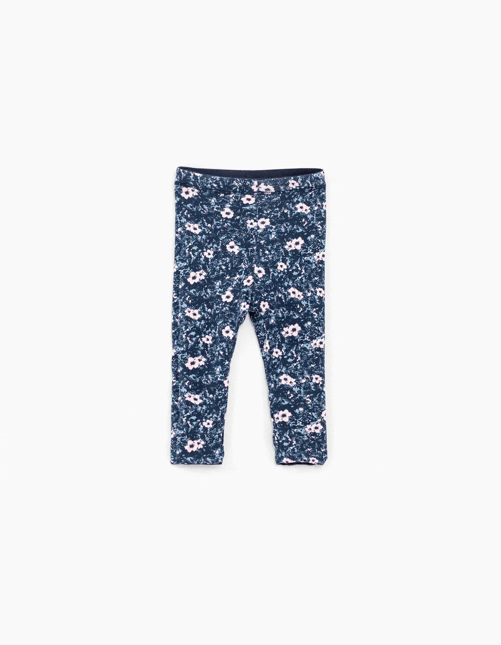 Leggings réversible navy et imprimé fleurs bébé fille