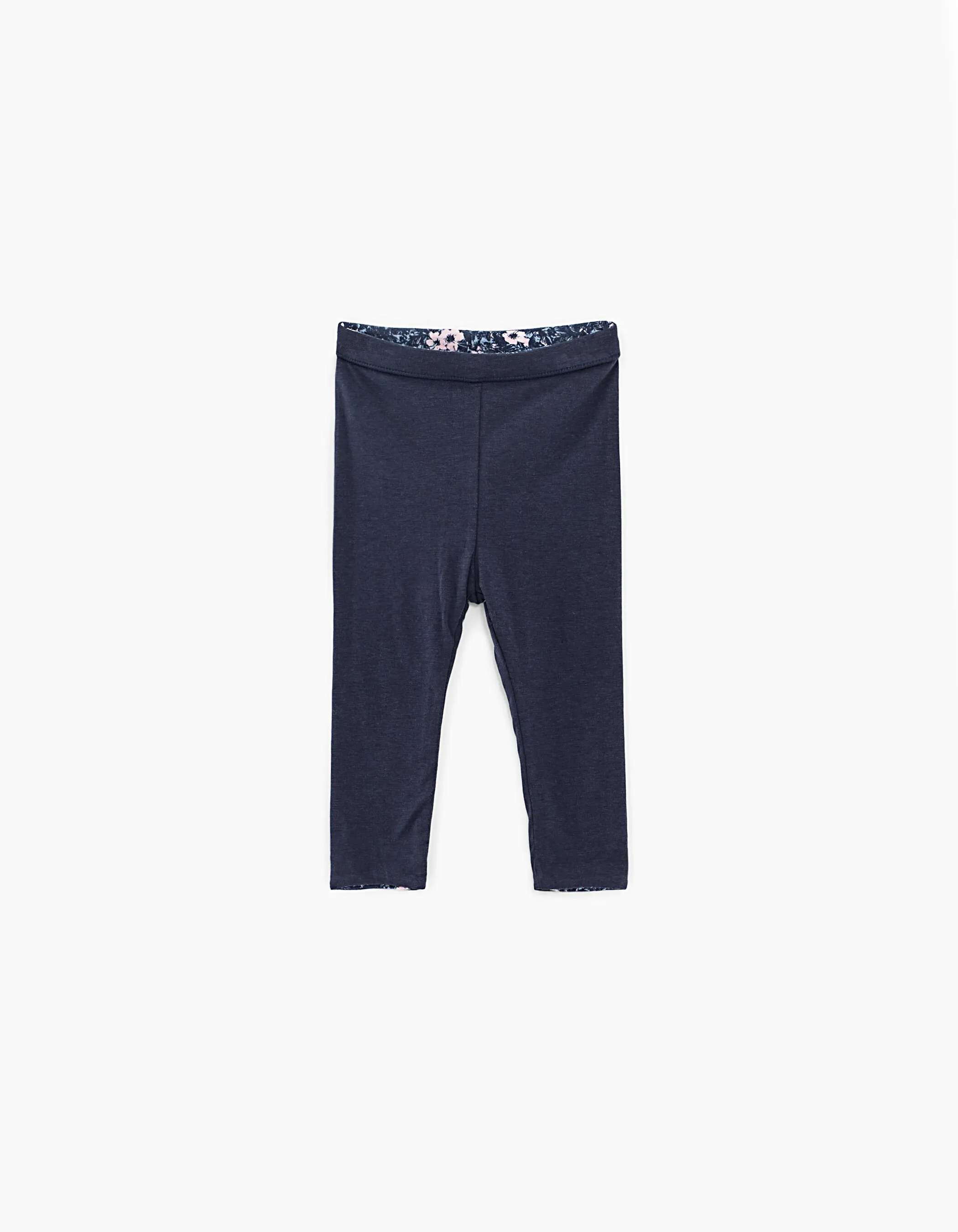 Leggings réversible navy et imprimé fleurs bébé fille