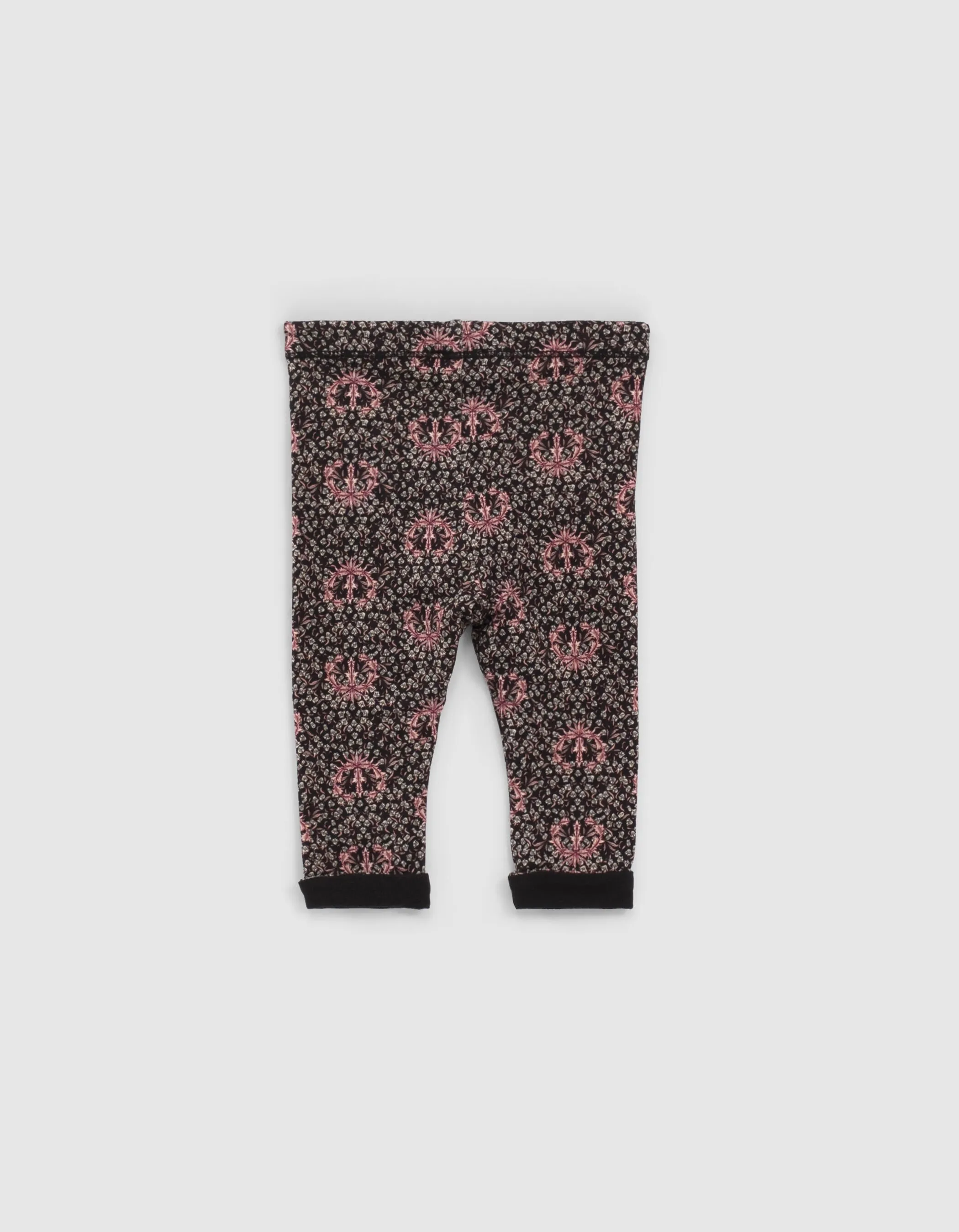 Leggings réversible noir et fleurs de lys bébé fille