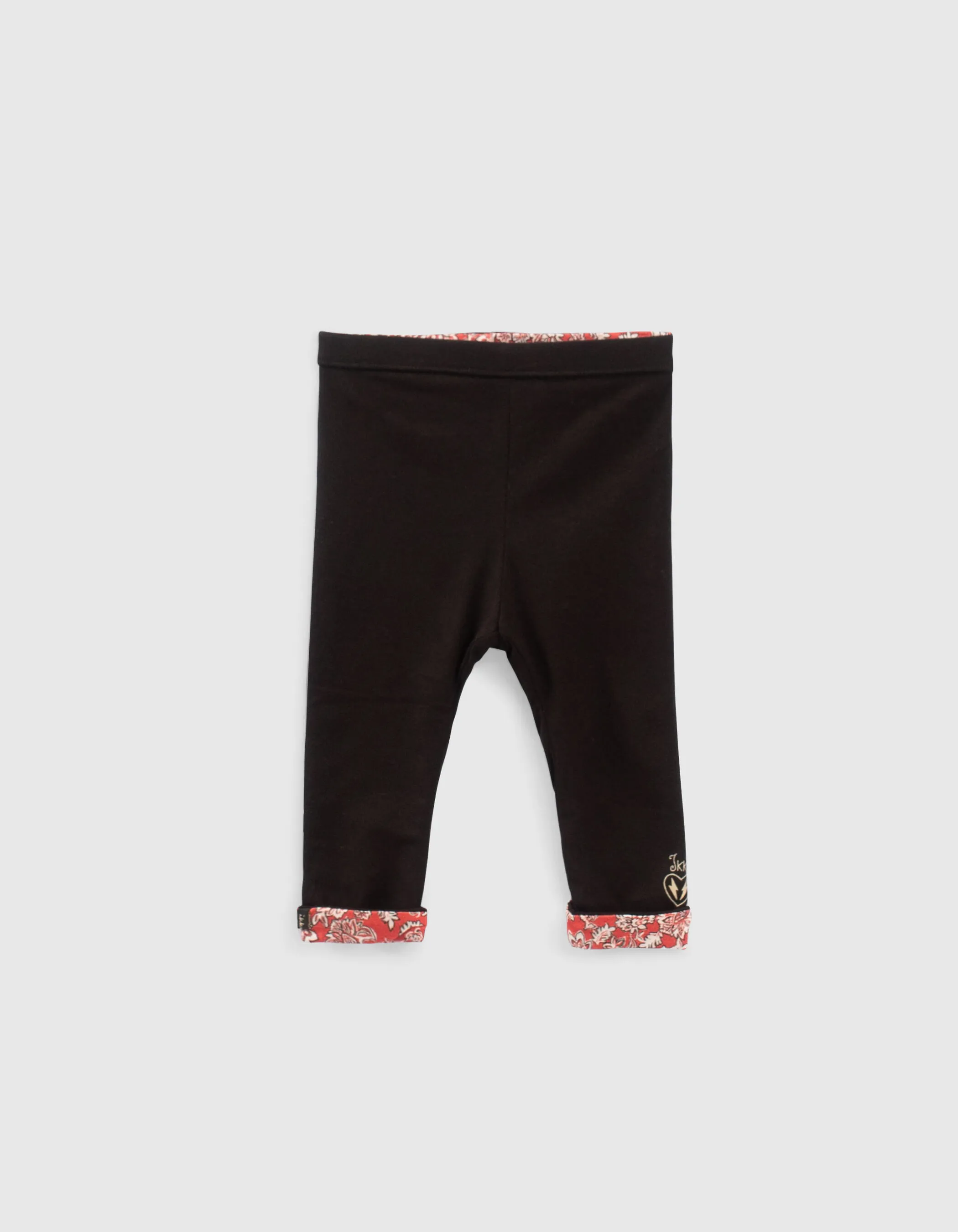 Leggings réversible rouge imprimé et noir bébé fille