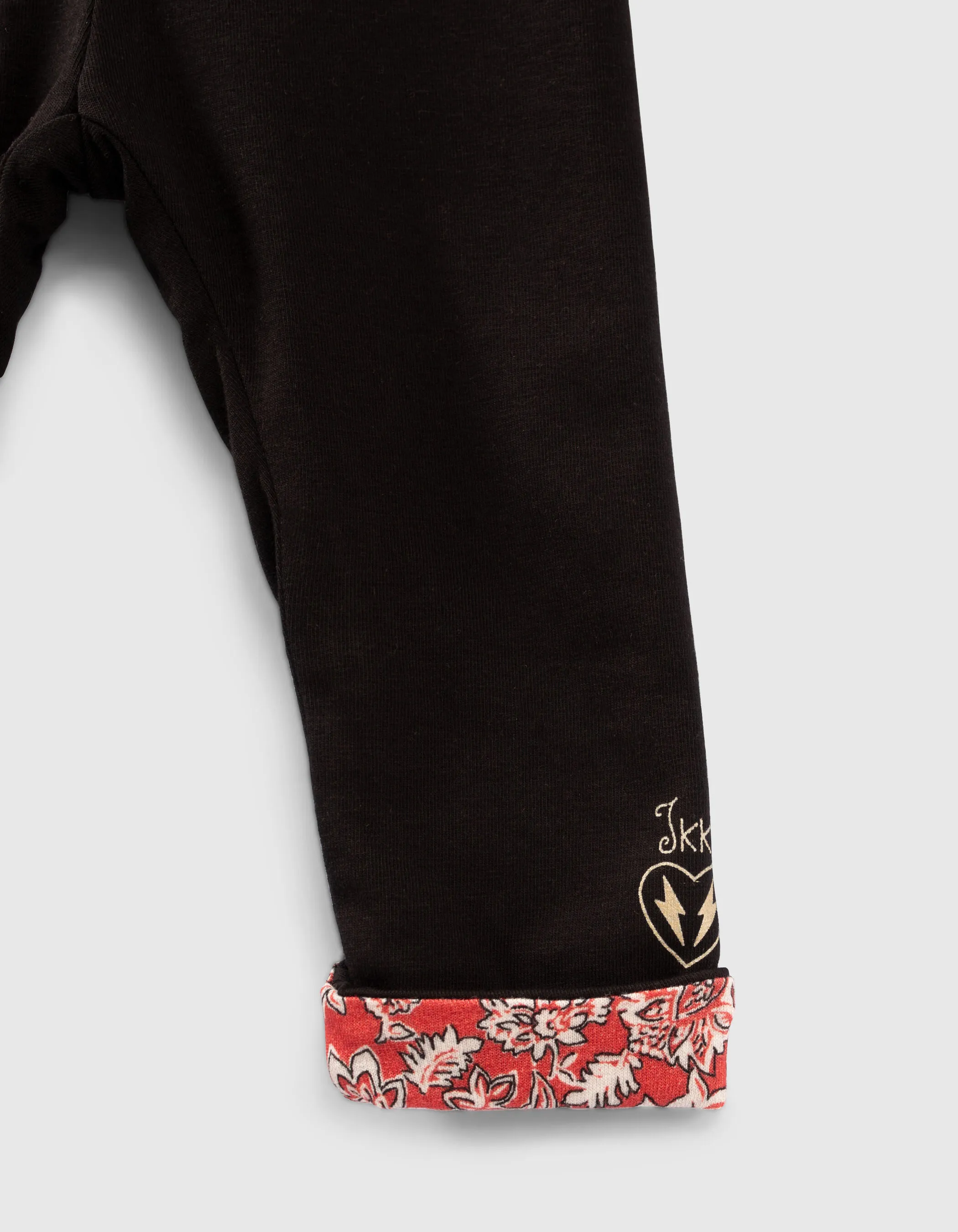 Leggings réversible rouge imprimé et noir bébé fille