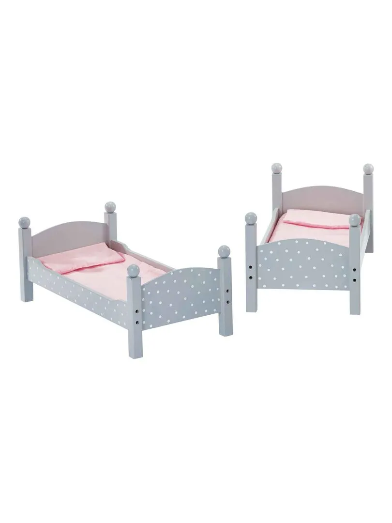 Lit superposé poupée poupon Polka Dots Princess 2 couchettes bois TD-0095AG - N/A