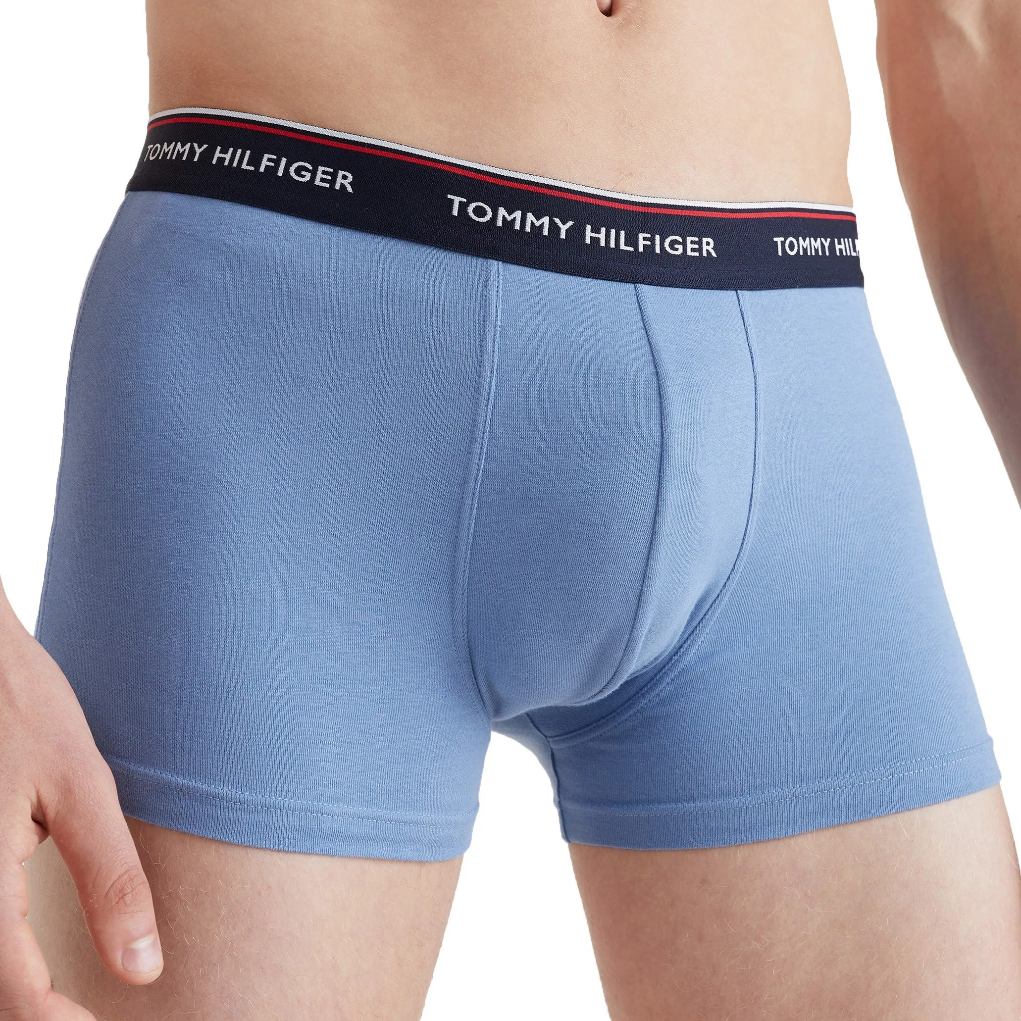 Lot de 3 boxers en coton extensible - navy, bleu et rouge - Tommy H...