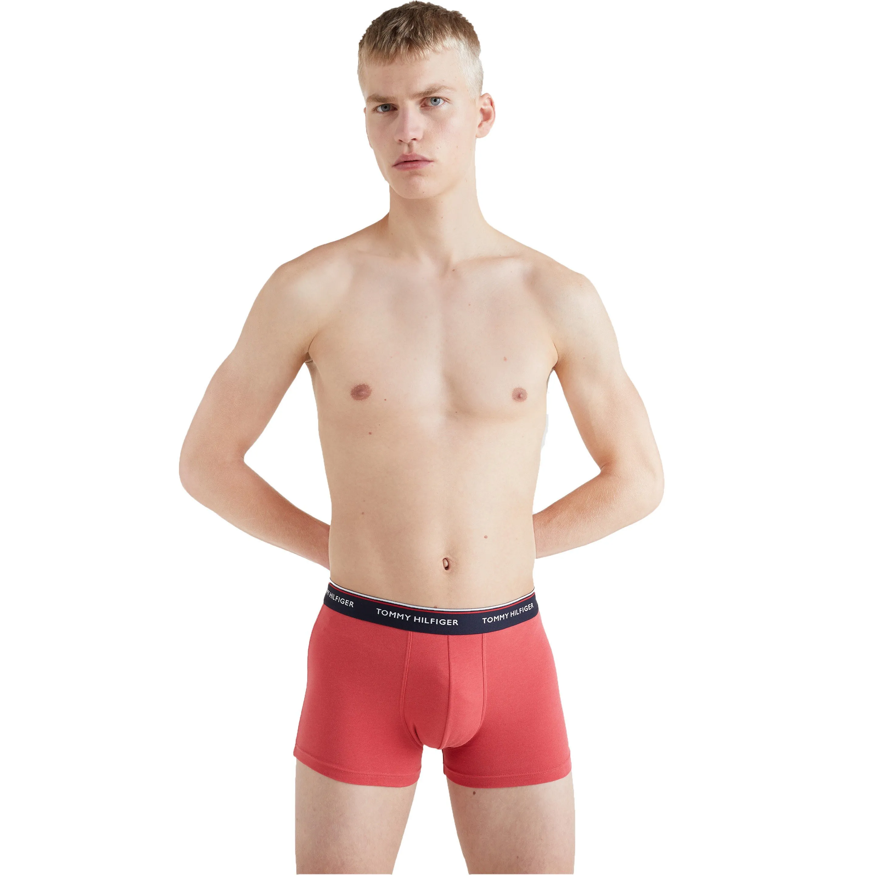 Lot de 3 boxers en coton extensible - navy, bleu et rouge - Tommy H...