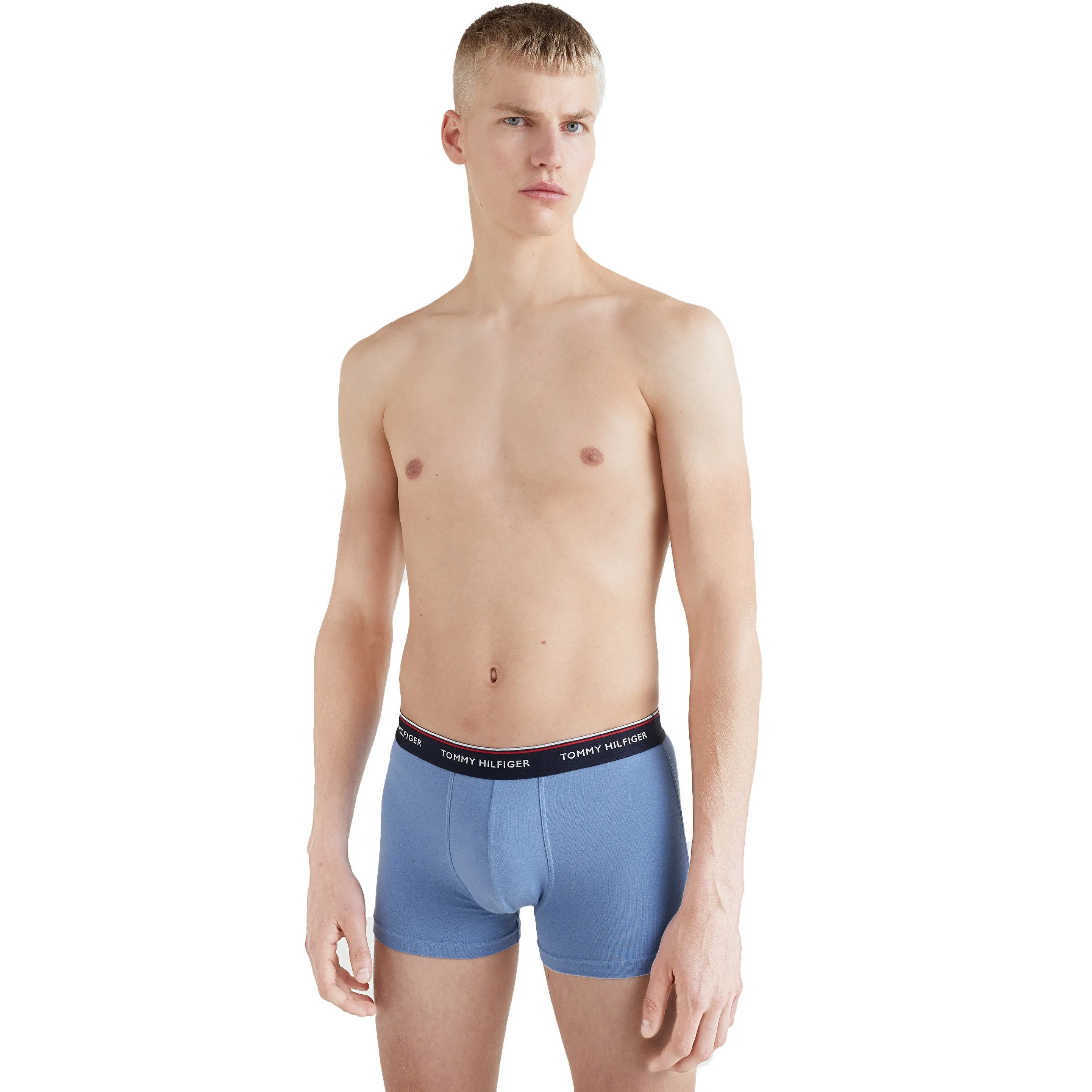 Lot de 3 boxers en coton extensible - navy, bleu et rouge - Tommy H...