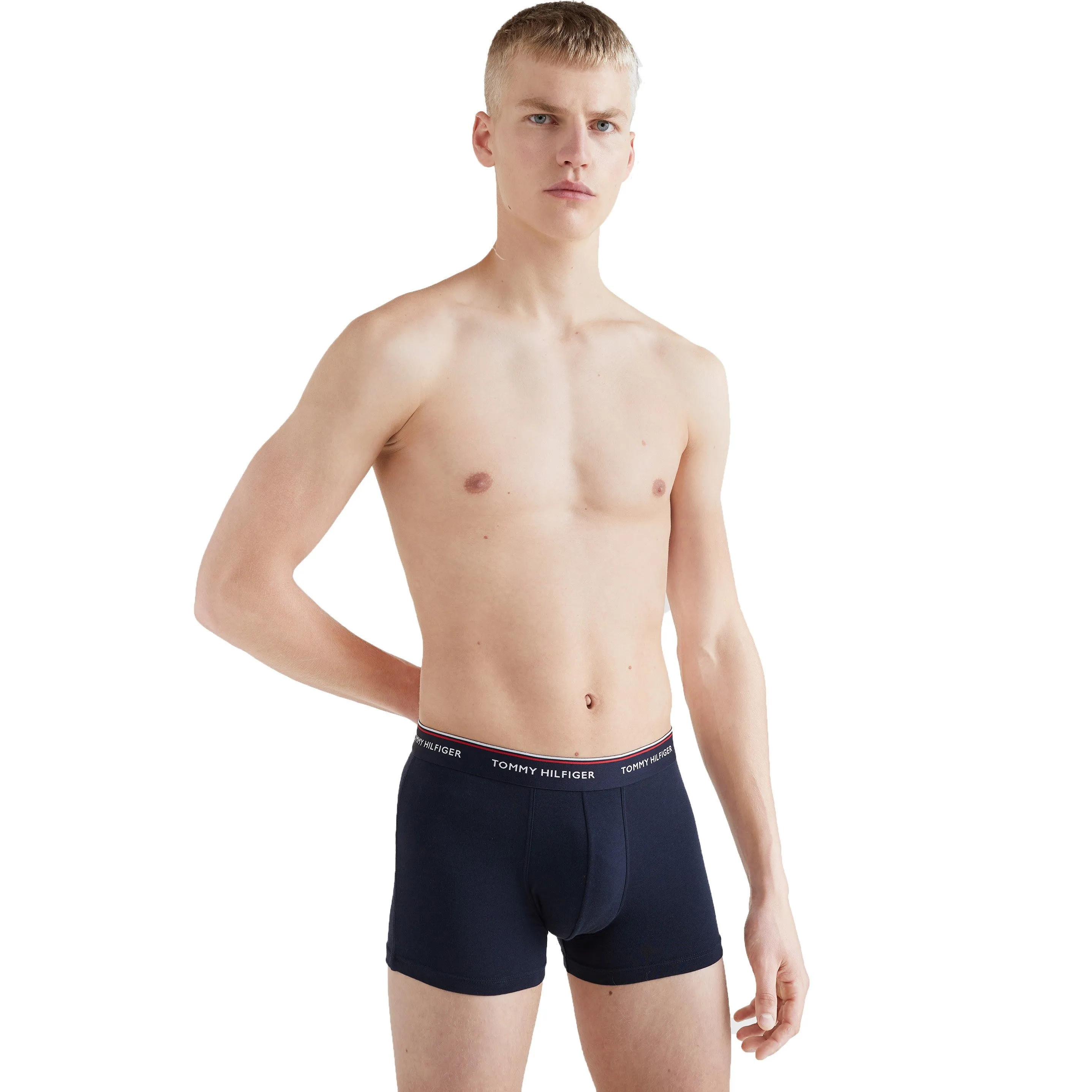 Lot de 3 boxers en coton extensible - navy, bleu et rouge - Tommy H...