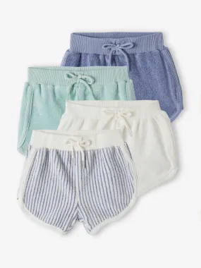 Lot de 4 shorts en éponge naissance bleu chambray - Vertbaudet