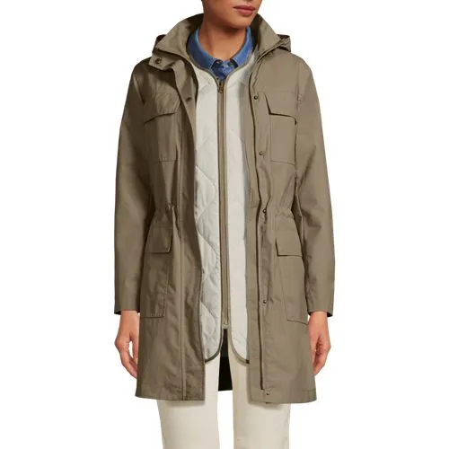 Manteau 3-en-1 en Coton Mélangé Enduit, Femme Stature Standard