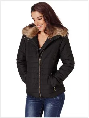  Manteau d'hiver en fourrure synthétique pour femme coupe slim