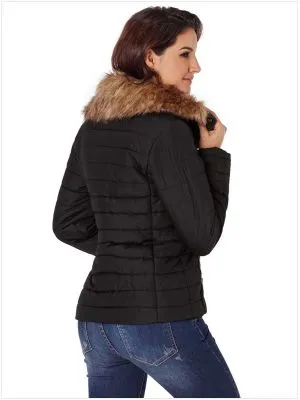  Manteau d'hiver en fourrure synthétique pour femme coupe slim