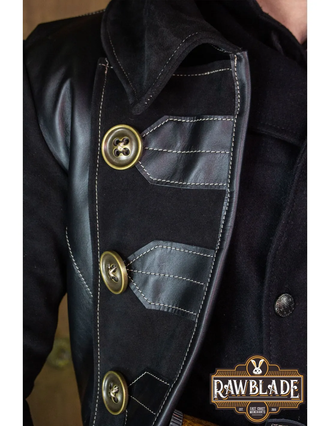 Manteau de pirate Jack Rackham, XVIIIe siècle - Noir ⚔️ Boutique Épées