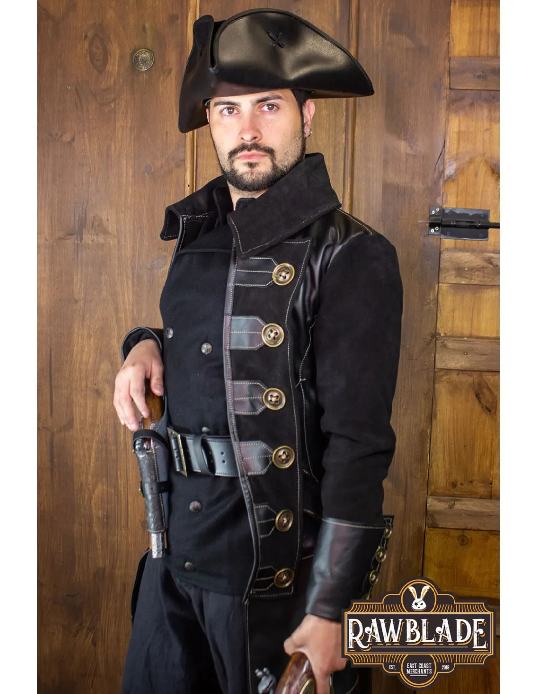 Manteau de pirate Jack Rackham, XVIIIe siècle - Noir ⚔️ Boutique Épées