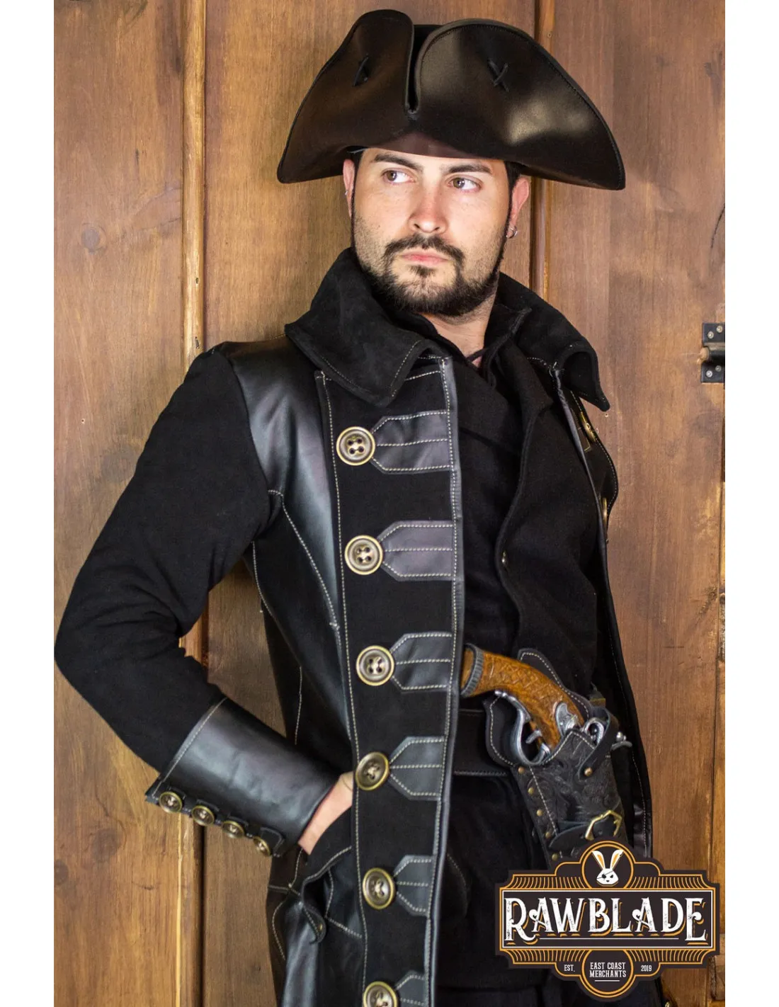 Manteau de pirate Jack Rackham, XVIIIe siècle - Noir ⚔️ Boutique Épées