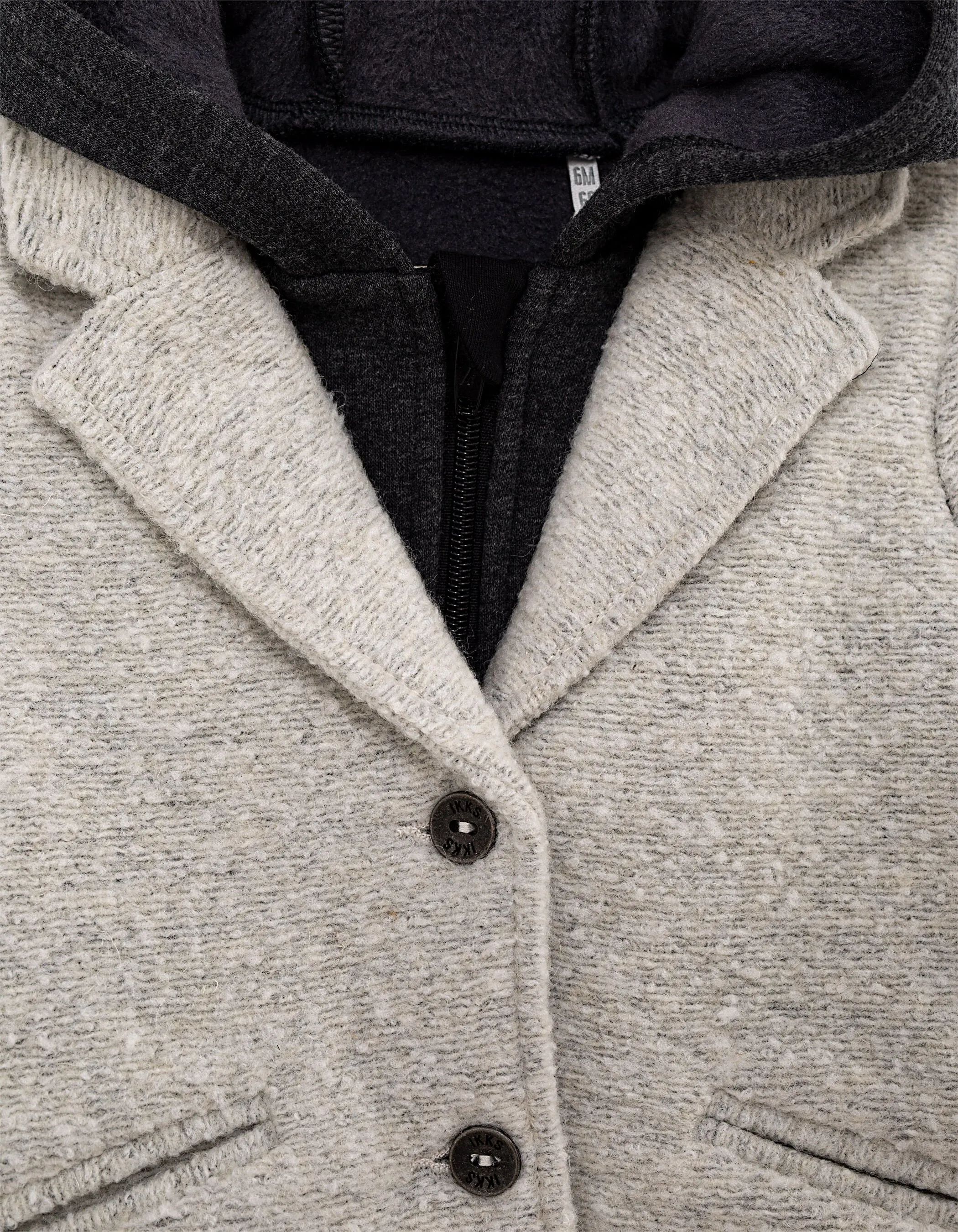 Manteau gris chiné foncé parmenture à capuche bébé fille