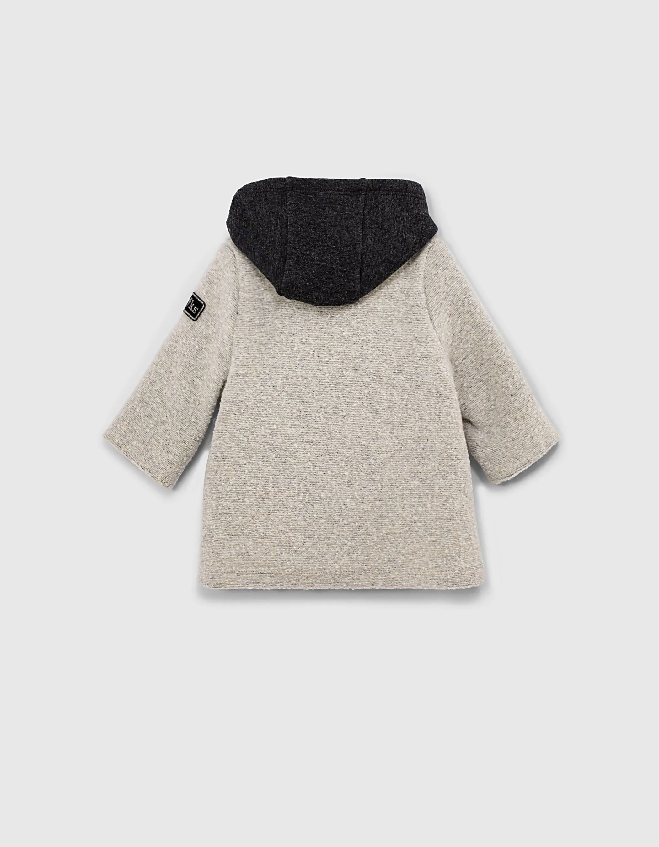 Manteau gris chiné foncé parmenture à capuche bébé fille