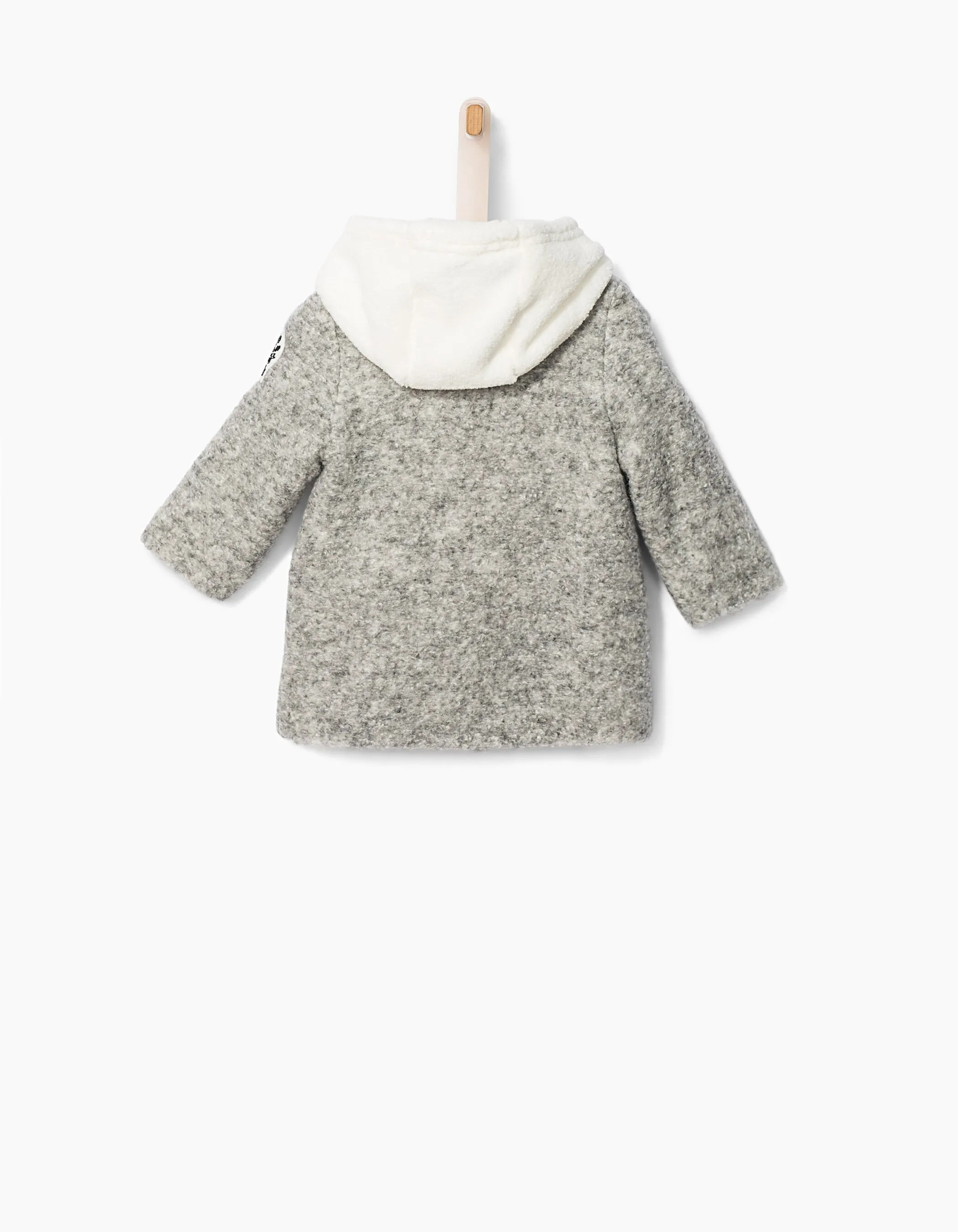 Manteau lainage gris bi-matière bébé fille