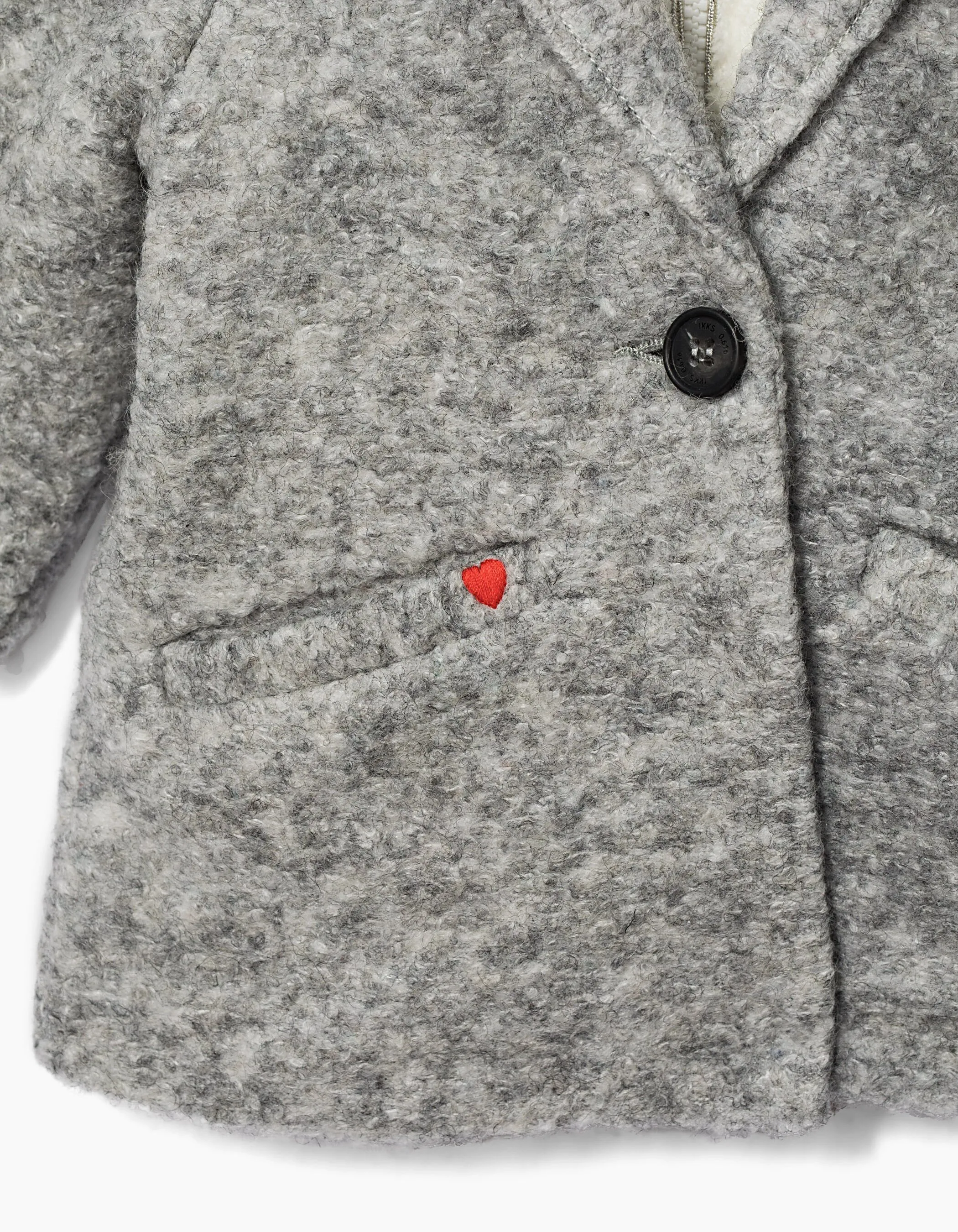 Manteau lainage gris bi-matière bébé fille