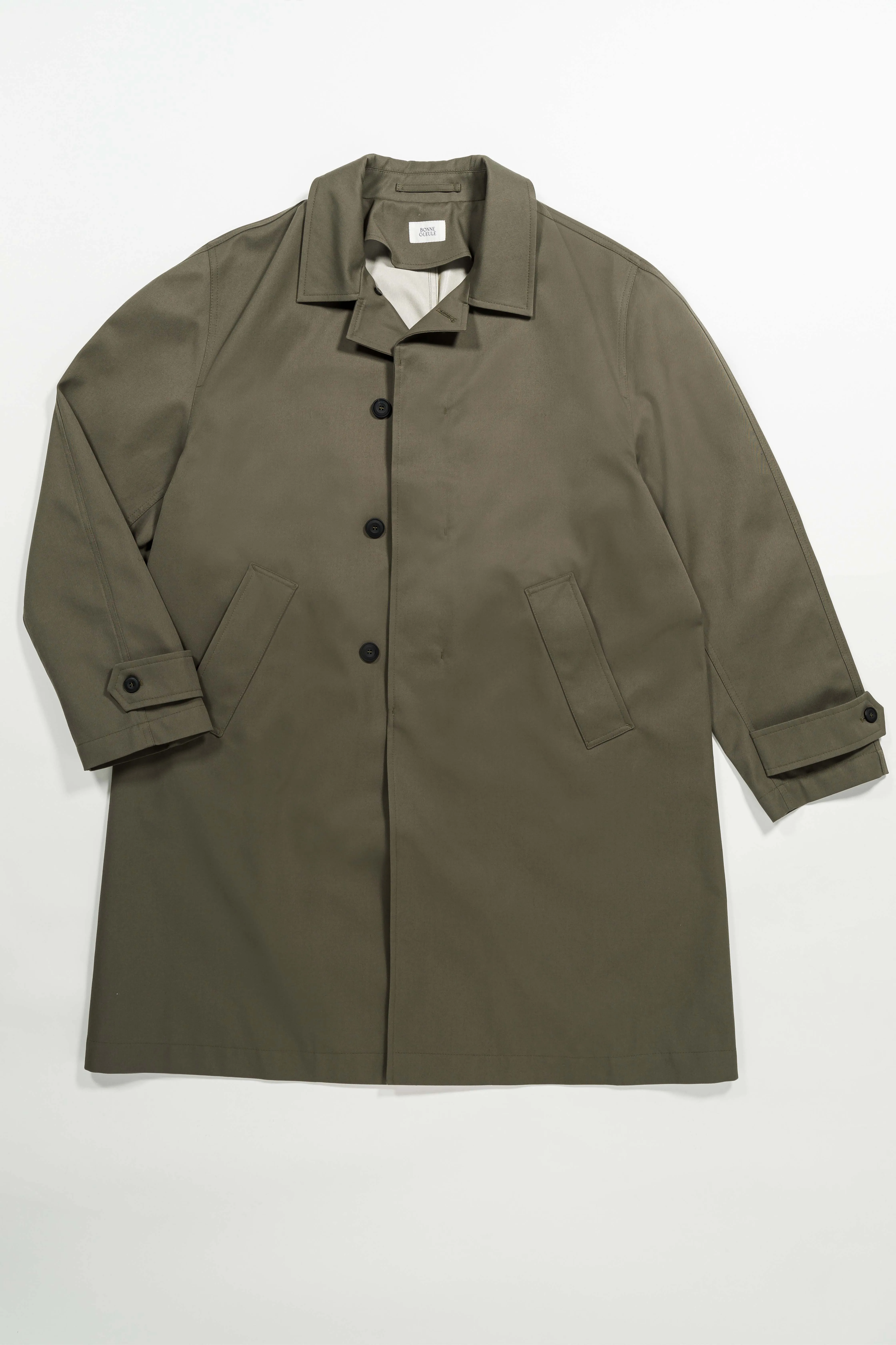 Manteau mac Glencoe kaki en tissu technique et déperlant italien pour homme