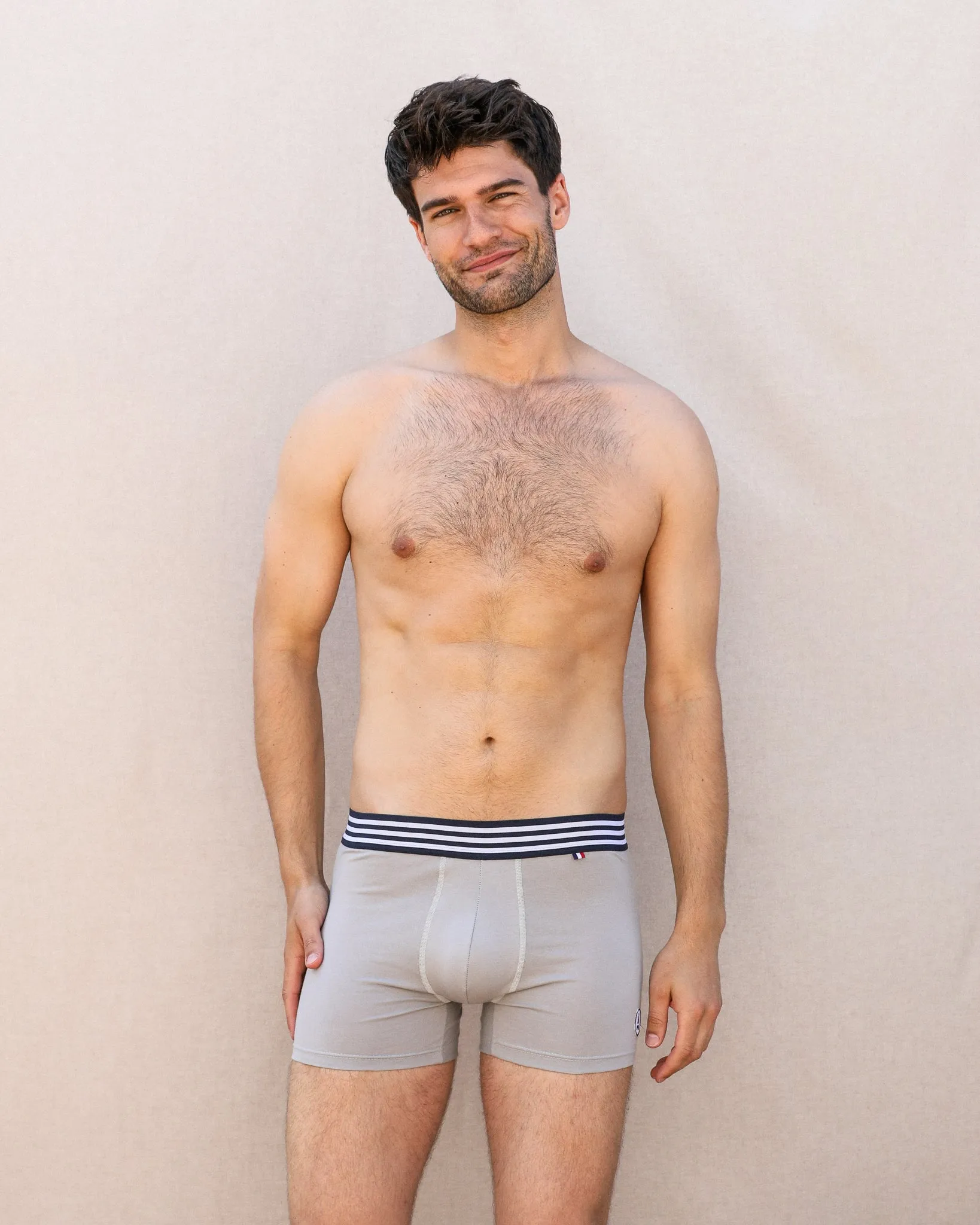 MEN'S GREY BOXER SHORTS - BEN - MADE IN FRANCE & BIO