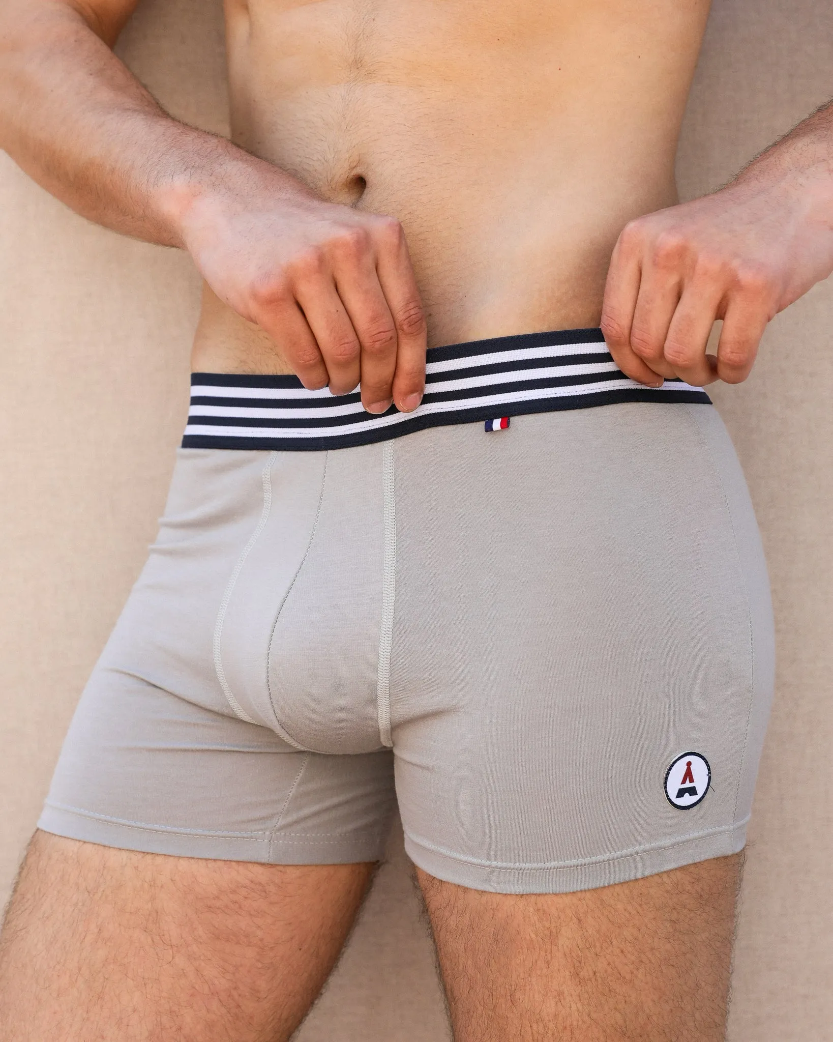 MEN'S GREY BOXER SHORTS - BEN - MADE IN FRANCE & BIO