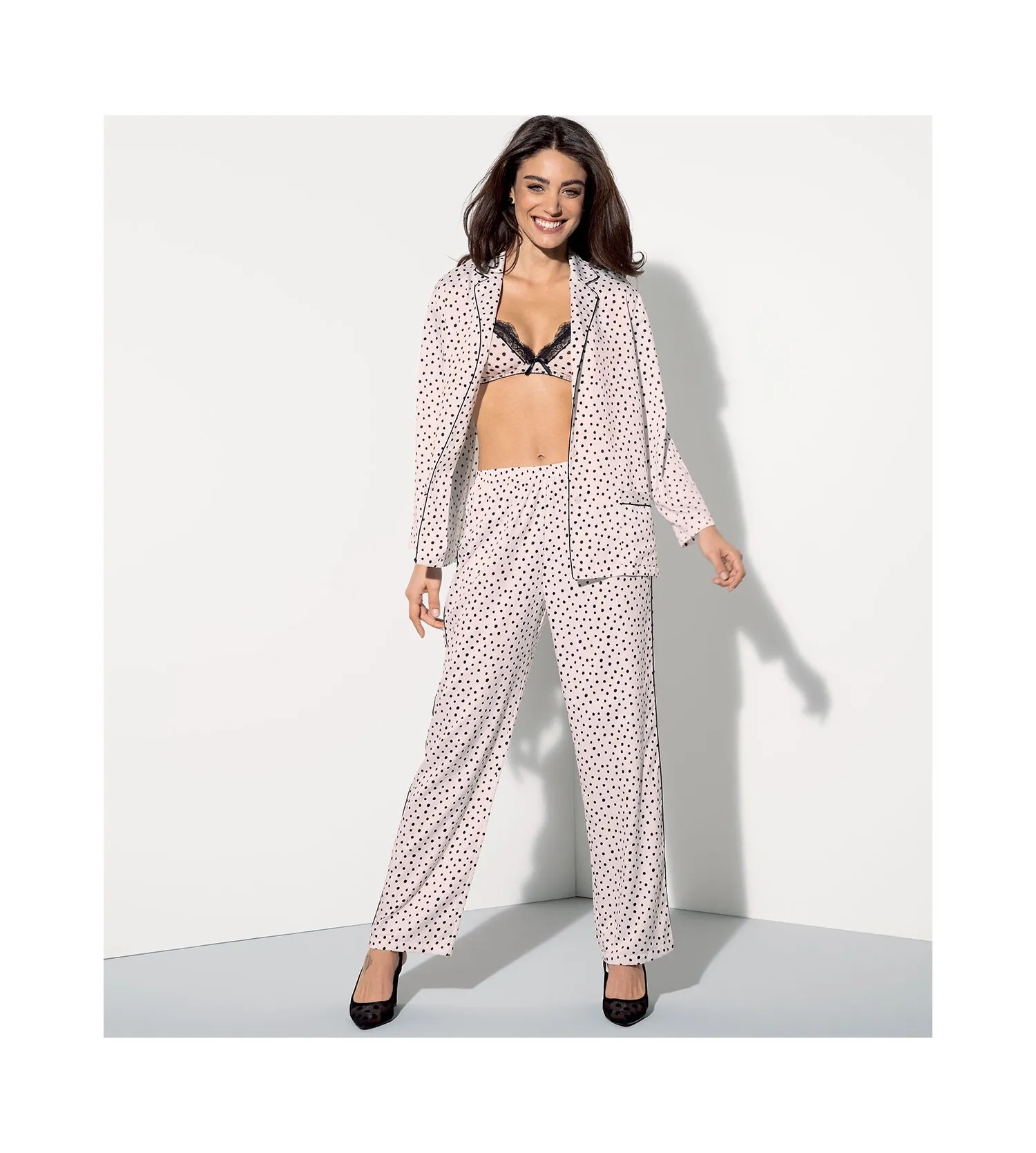 Pantalon de pyjama Scénario Pois 12041 PN Pois Noir ANTIGEL | Lingerie Sipp